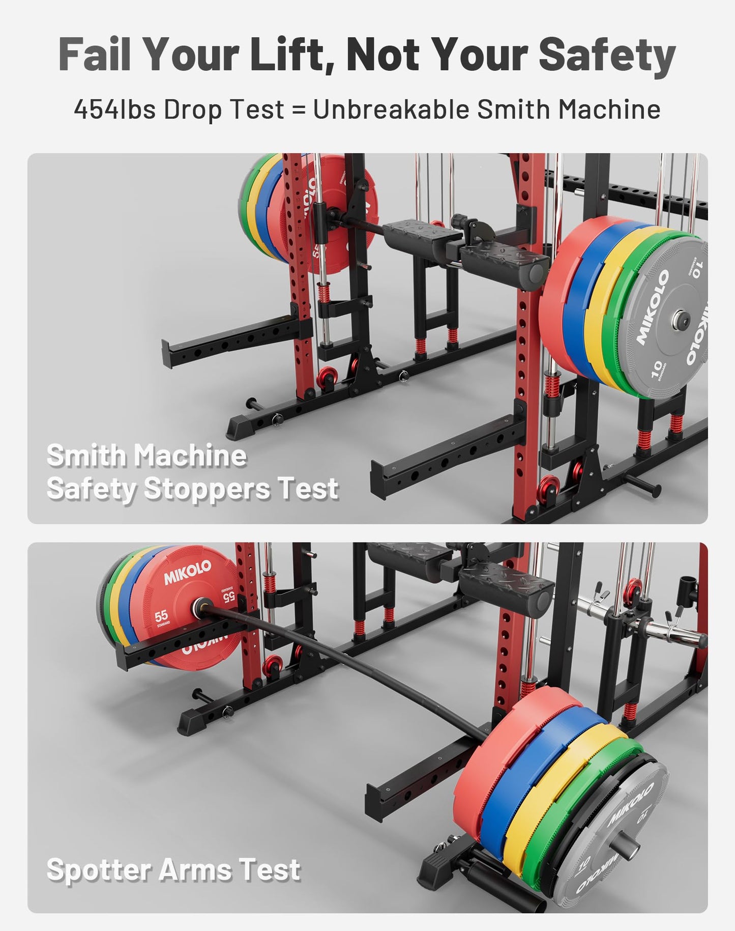 Mikolo Smith Machine, 2200lbs Squat Rack with LAT-Pull Down System & Cable Crossover Machine, Power Rack and Packages (RPRO230HPHGP)