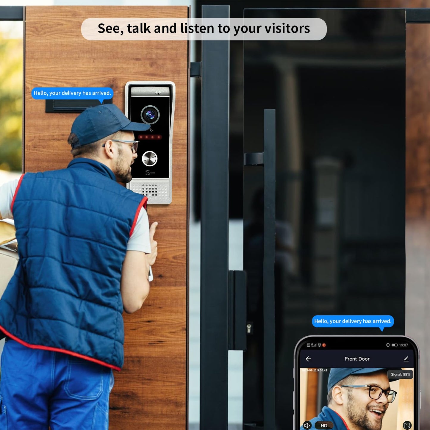 Video Doorbell Intercom System,10 Inches Touch Screen (Black) Video Doorbell Door Phone System,Support Remote Unlock, Dual-Way Intercom,Night Vision for Villa House Apartment (1-Camera + 1-Monitor)