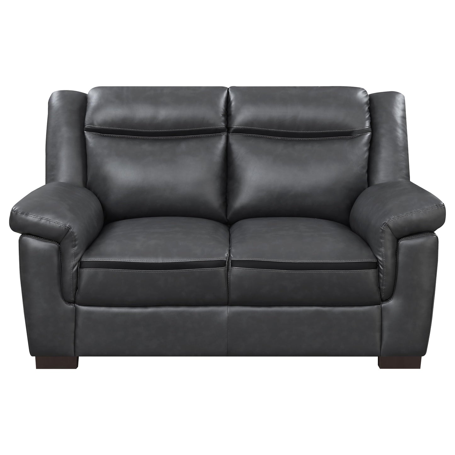 Coaster Home Furnishings - Arabella - 2-Piece Leatherette Upholstered Sofa and Loveseat Set with Padded Arms - Transitional - Living Room - Gray - 506591-S2