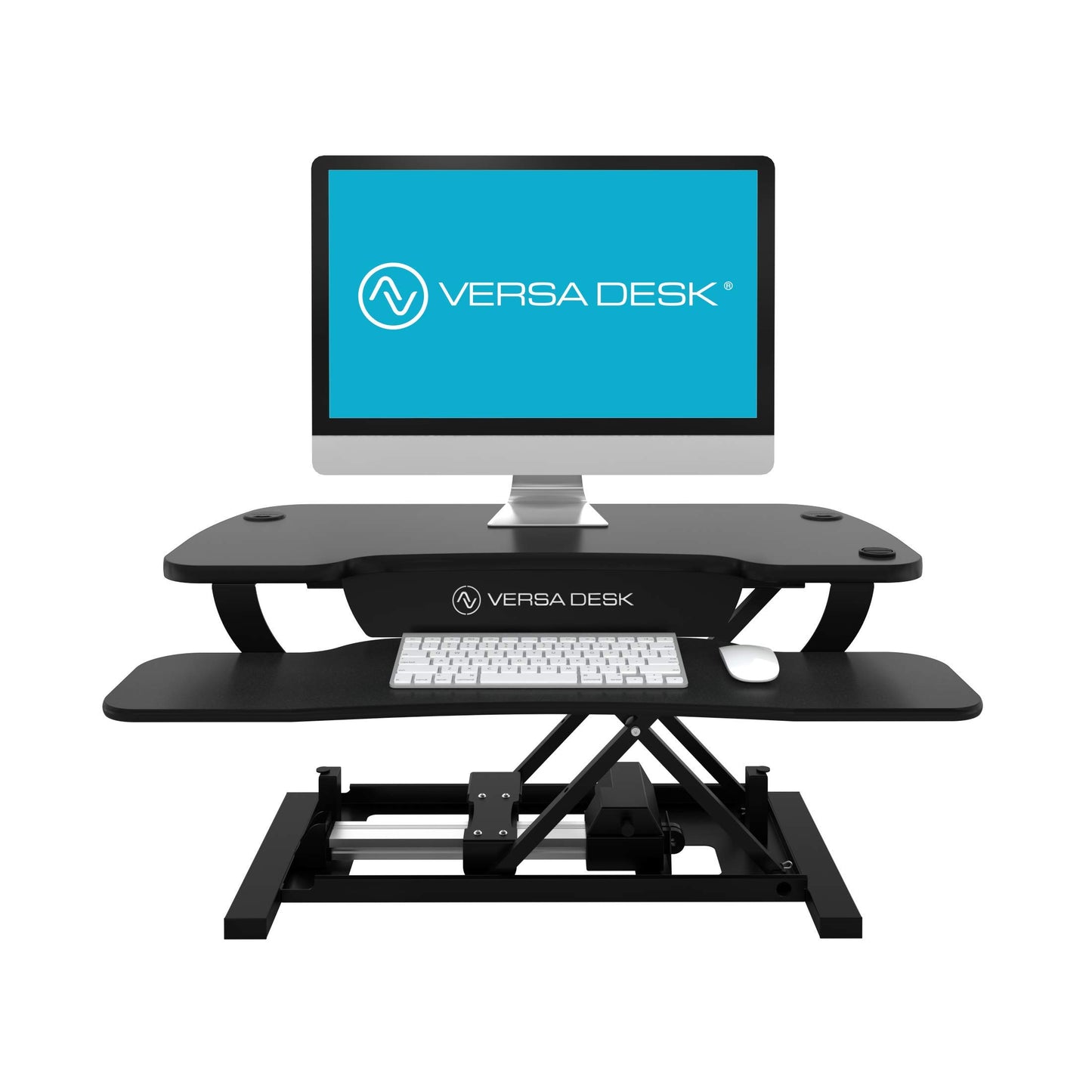 Power Pro Electric Height-Adjustable Desk Riser by VersaTables | USA Manufactured | Standing Desk Converter | Sit to Stand Desktop with Keyboard + Mouse Tray | 36"x 24" | Black