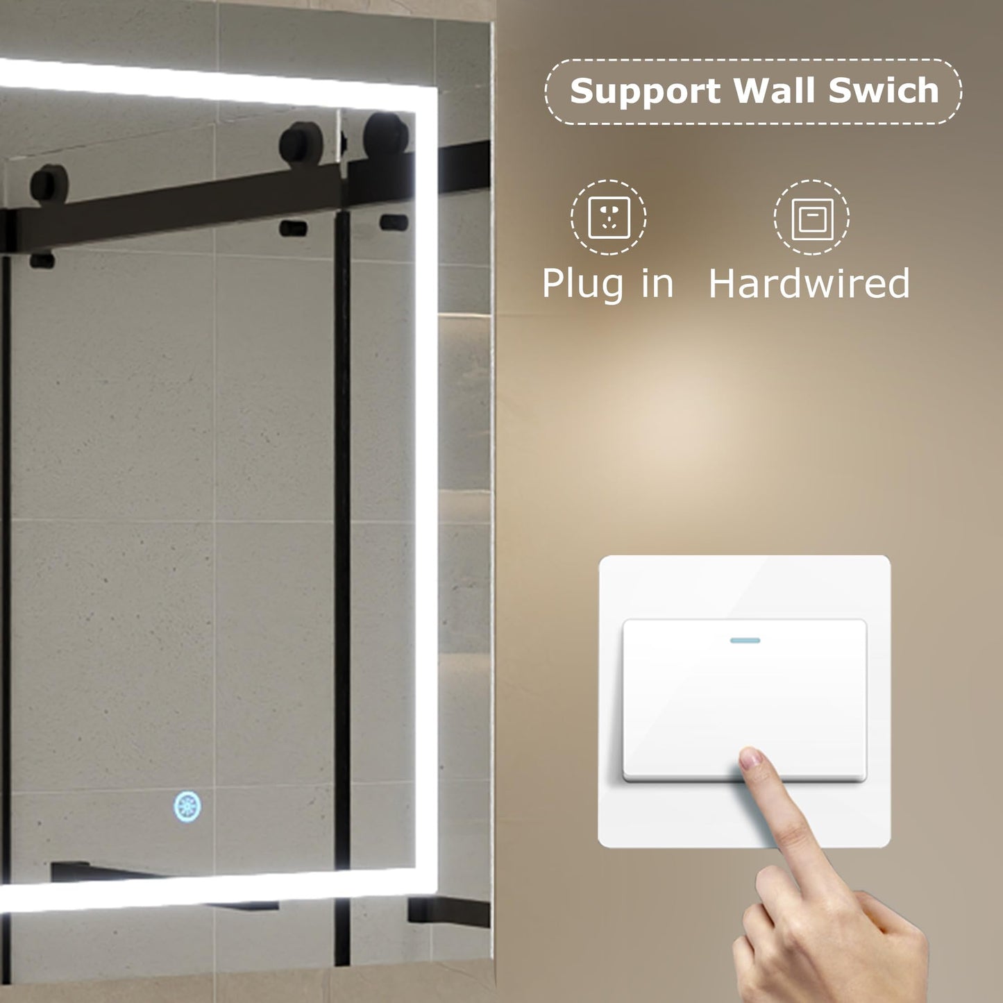 DeerValley Led Lighted Medicine Cabinet with Mirror, 48" W x 32" H Mirrored Medicine Cabinet with Lights for Bathroom with Defogger & Dimmable 3-Color