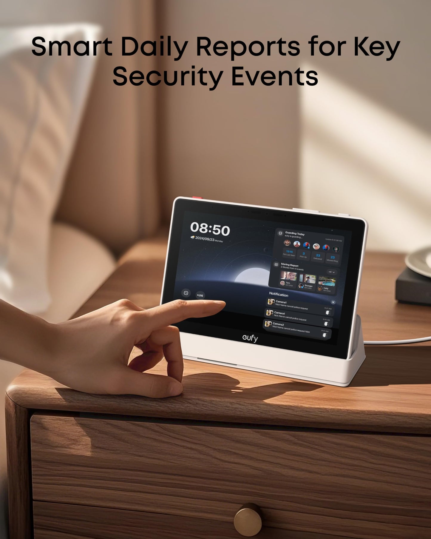 eufy Security eufy Smart Display E10, Smart Home Hub, 8" Control Panel, Compatible Devices, Four Views on One Screen, Instant Door Alerts, Daily Event Reports, One Tap Control, 64GB EMMC