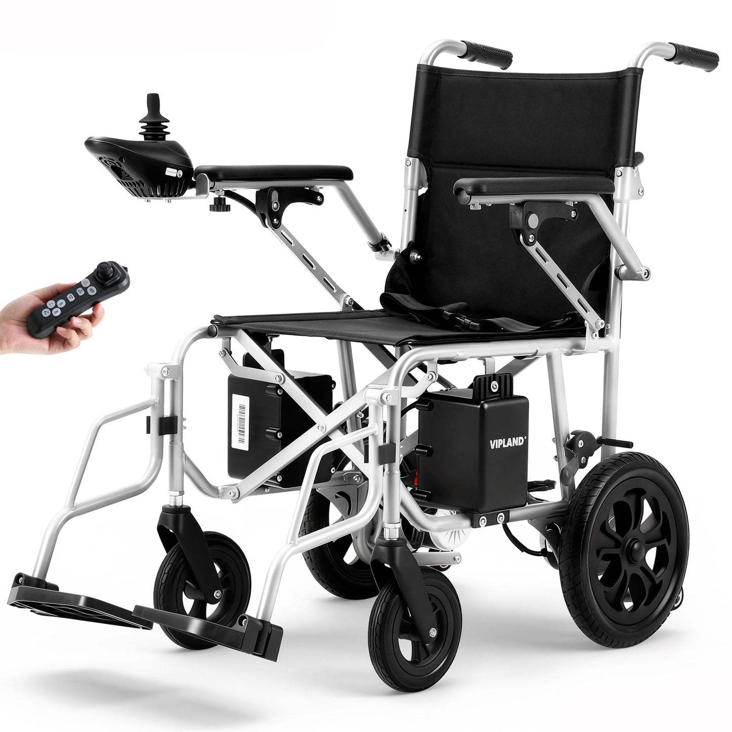 VIPLAND Durable Electric Wheelchair for Adults, Foldable Motorized Wheelchair, 15 Miles Long Travel Range, Dual Motors 500W, Support 310lb, Airline Approval, All Terrain, Portable for Indoor Outdoor