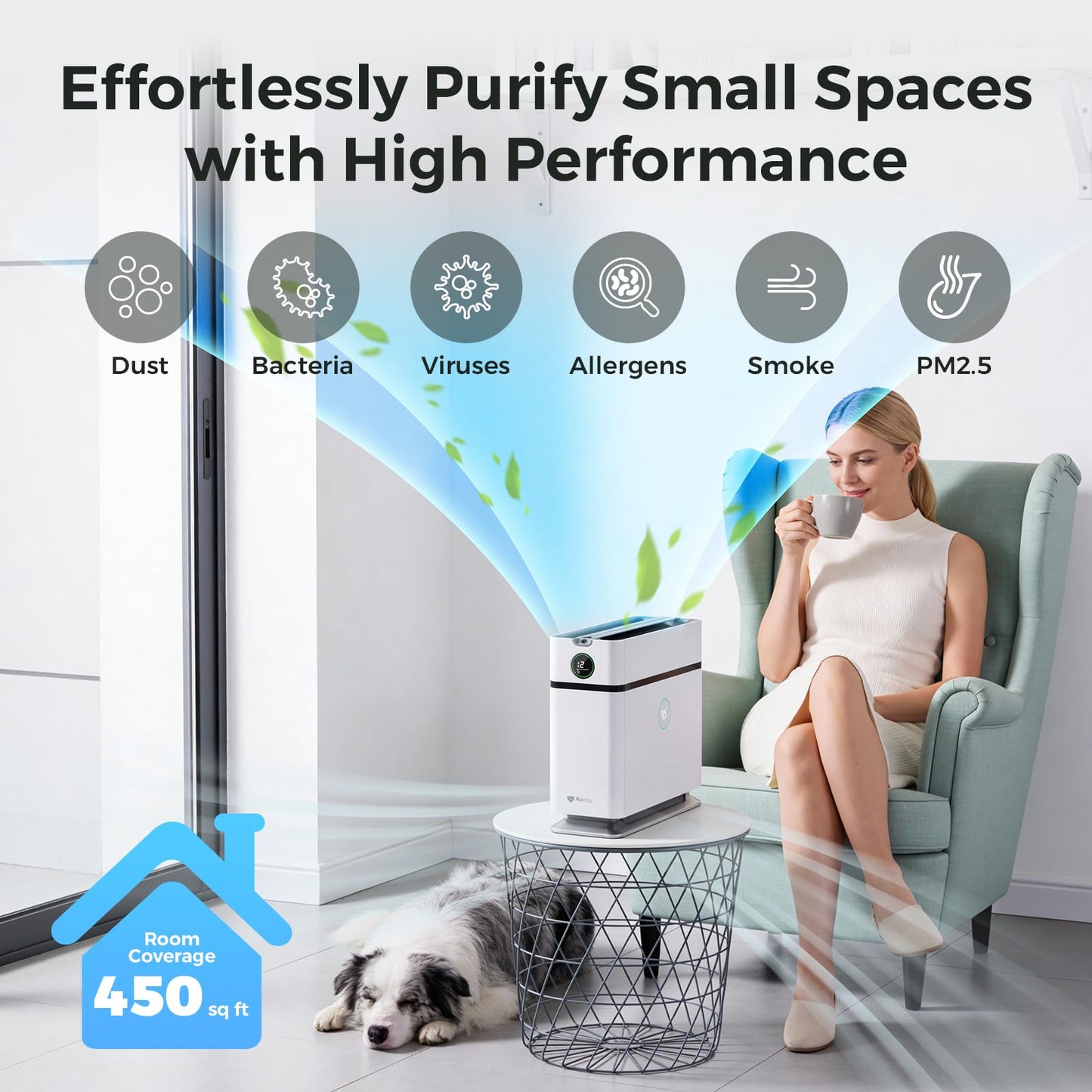Airdog X1+ Air Purifier for Home,TPA Technology Up to 20X More Effective than HEPA,Portable Air Cleaner for RV with 3 Modes, App Control for Allergens, Pollutants, Smoke, Dust