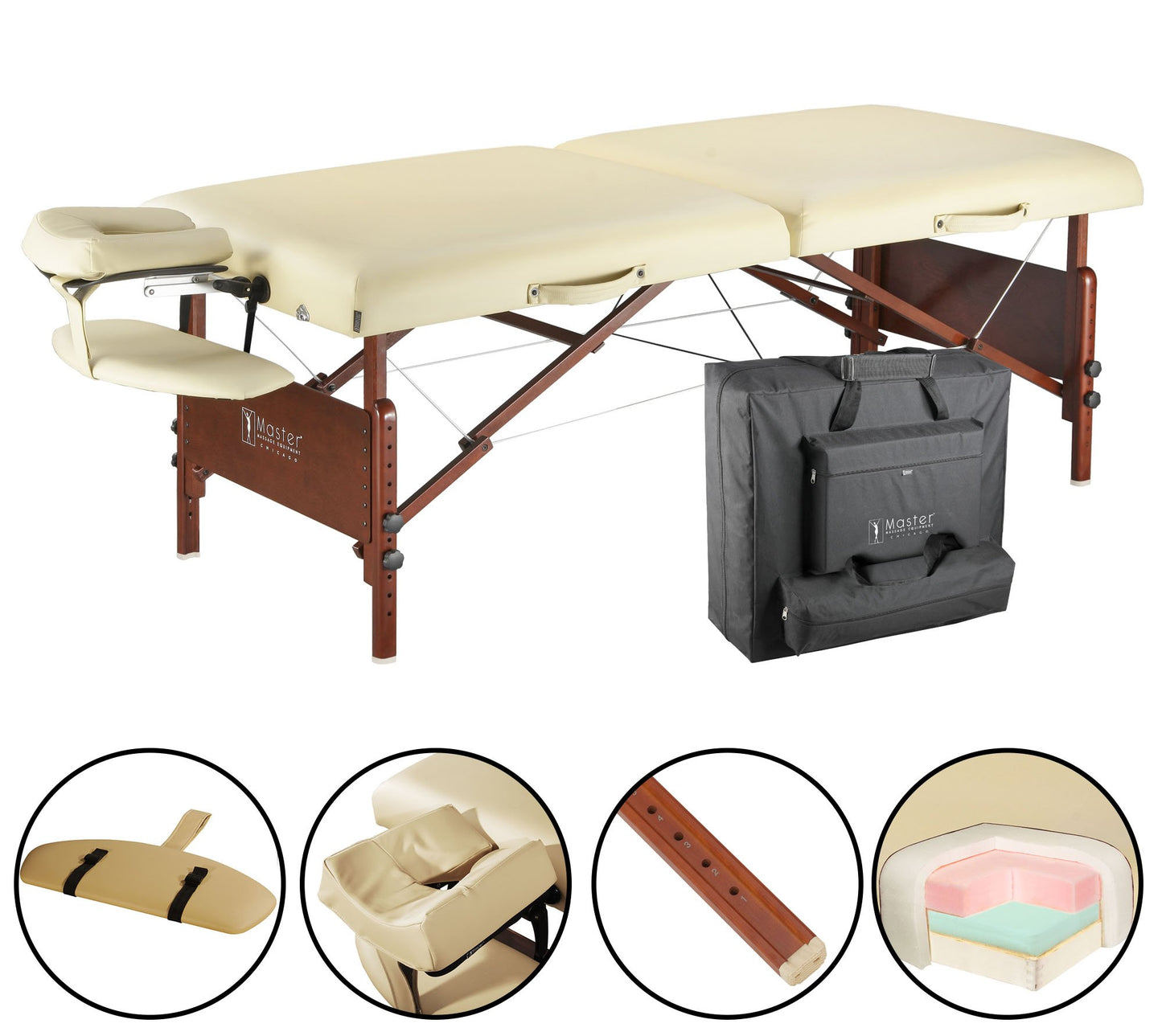 Master Massage 30" Del Ray Pro Portable Massage Table (30" width x 84" length) with Adjustable Table Height, 750lbs. Working Capacity- Massage Bed, Tattoo Table, Lash Table