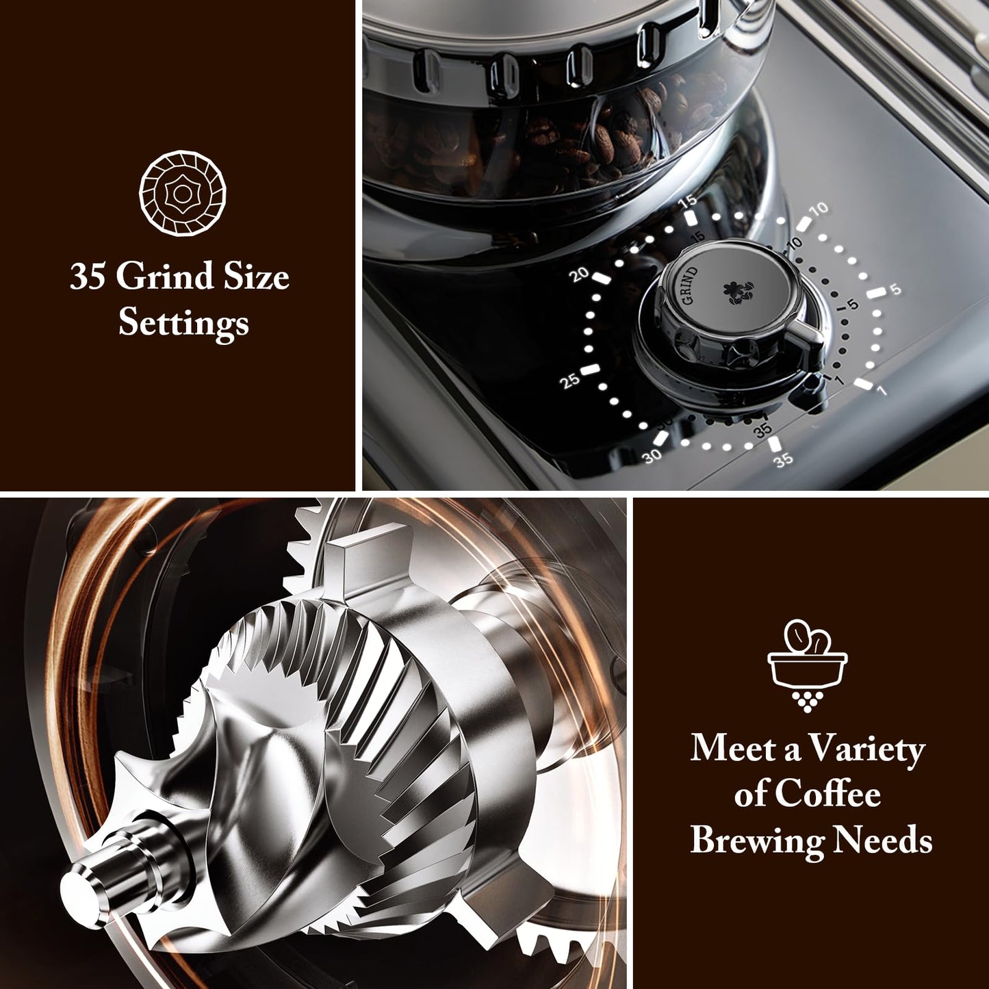 Pedrocchi Espresso Machine with Grinder& Milk Frother | Instant Espresso-to-Cold Brew – Dual Pump | Auto Tamping & 58mm | 20Bar | PID | 35 Settings | 3-Hole Steam Wands | For Home & Café