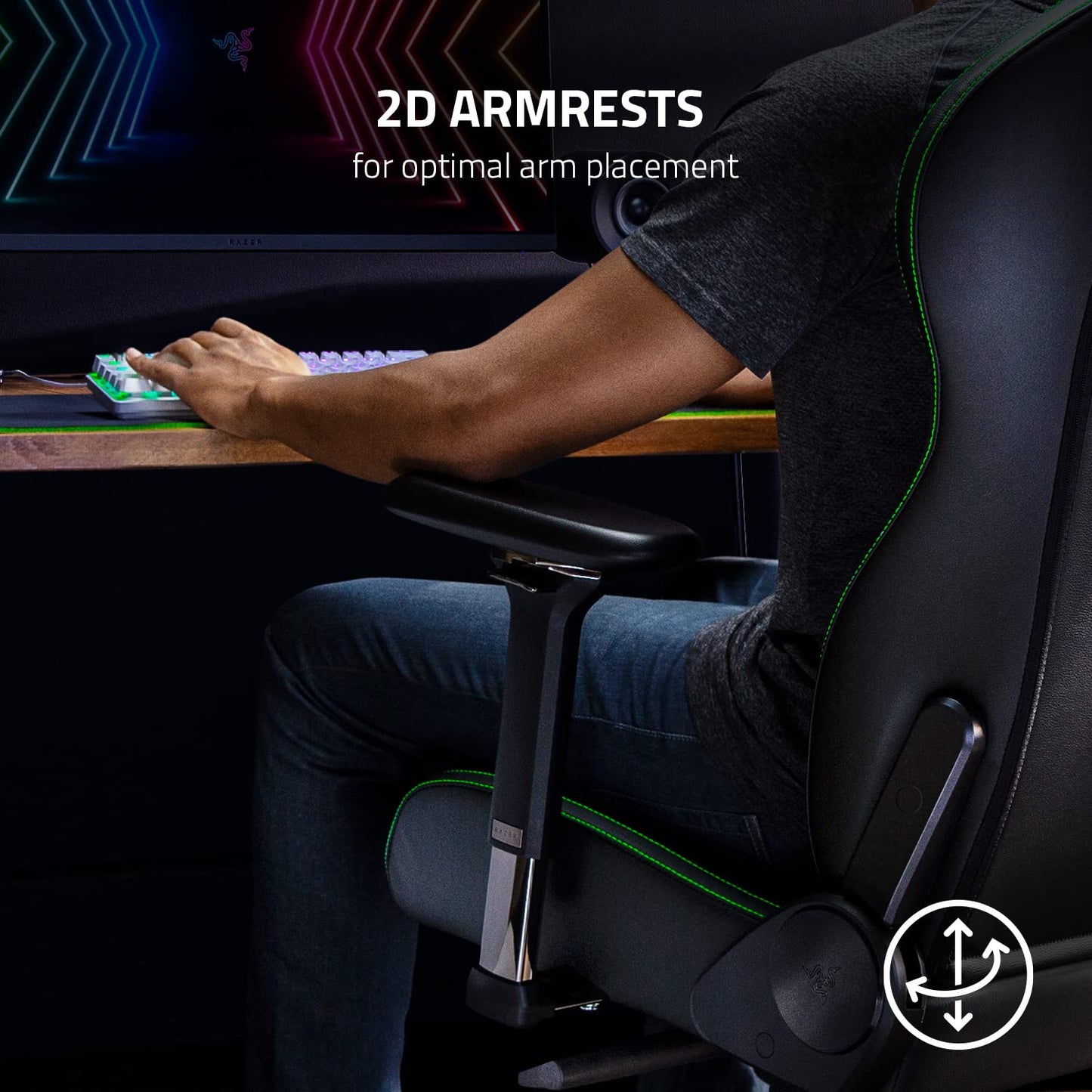Razer Enki X Essential Gaming Chair: All-Day Comfort - Built-in Lumbar Arch - Optimized Cushion Density - Dual-Textured, Eco-Friendly Synthetic Leather - Adjustable 152-degree Recline - Black