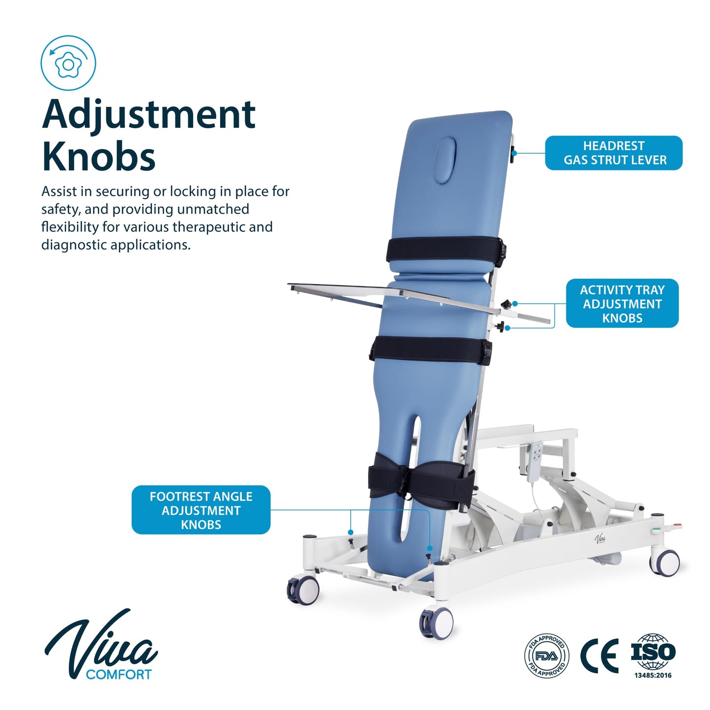 Vivacomfort Tilting Power Hi-Lo Rehab Therapy Table, Chiropractor Medical Exam Table, 485 lbs Weight Capacity