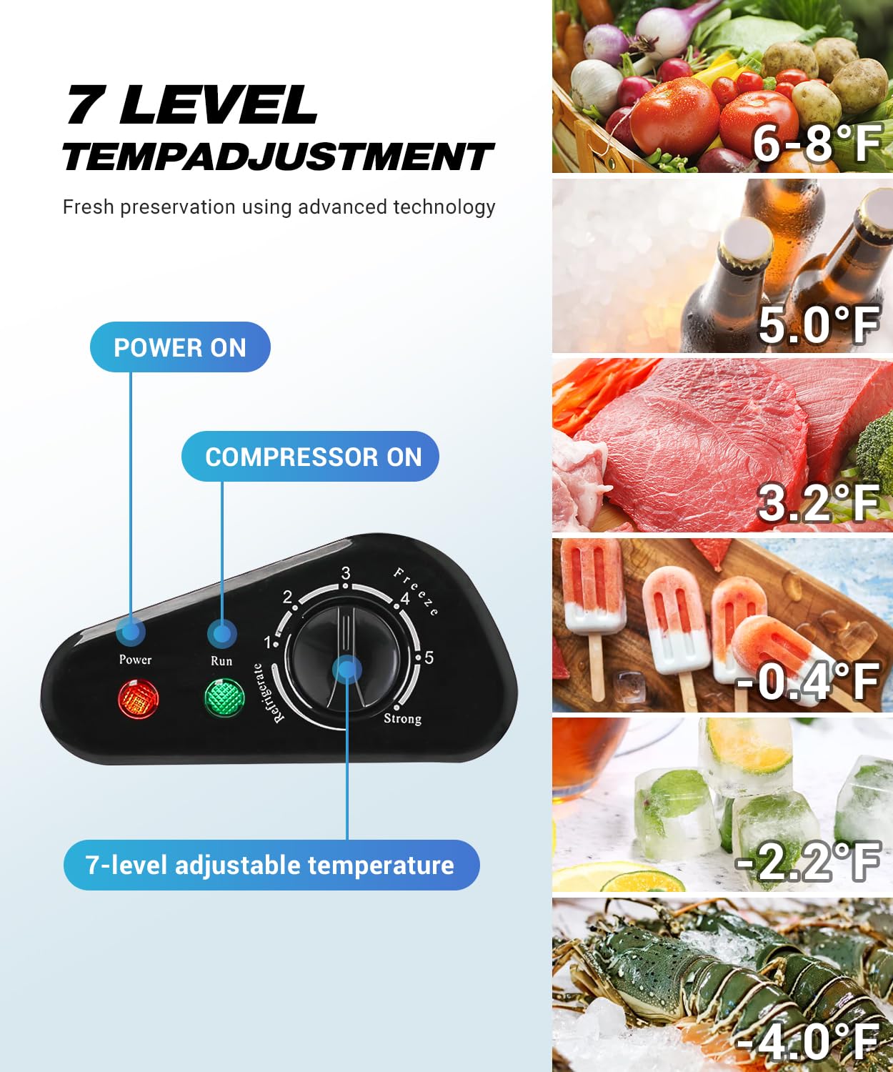 7.0 Cu.ft Chest Freezer, Top Open Door Deep Freezer with 7 Adjustable Thermostat (-18°F to 50°F), Compact Freezer with Removable Basket for Home/Garage/Office, Black