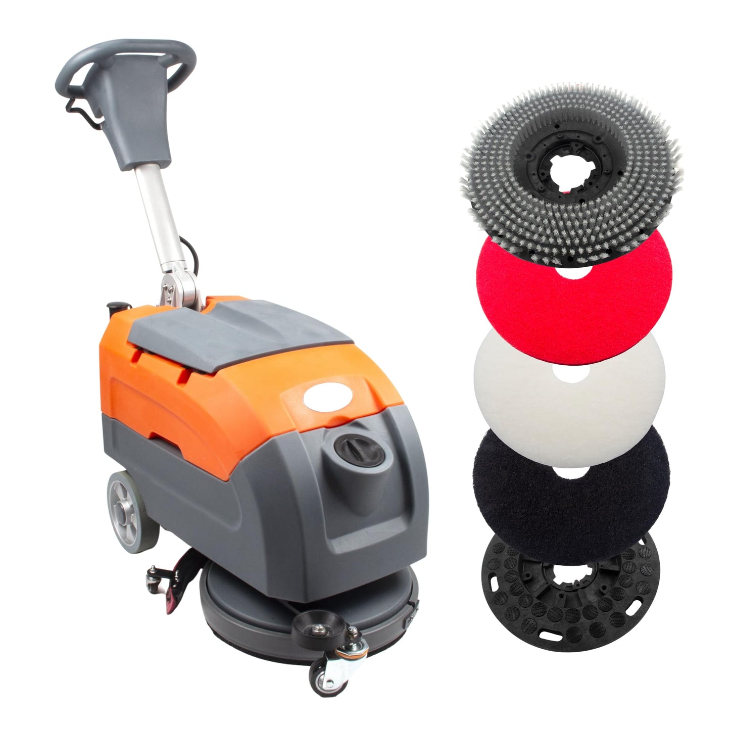 SUNMAX RT35 17" Walk-Behind Floor Scrubber Machine, 7.9/9.2-Gal Tanks, 19000 sqft/h, with Anti-Collision Wheel for Protection
