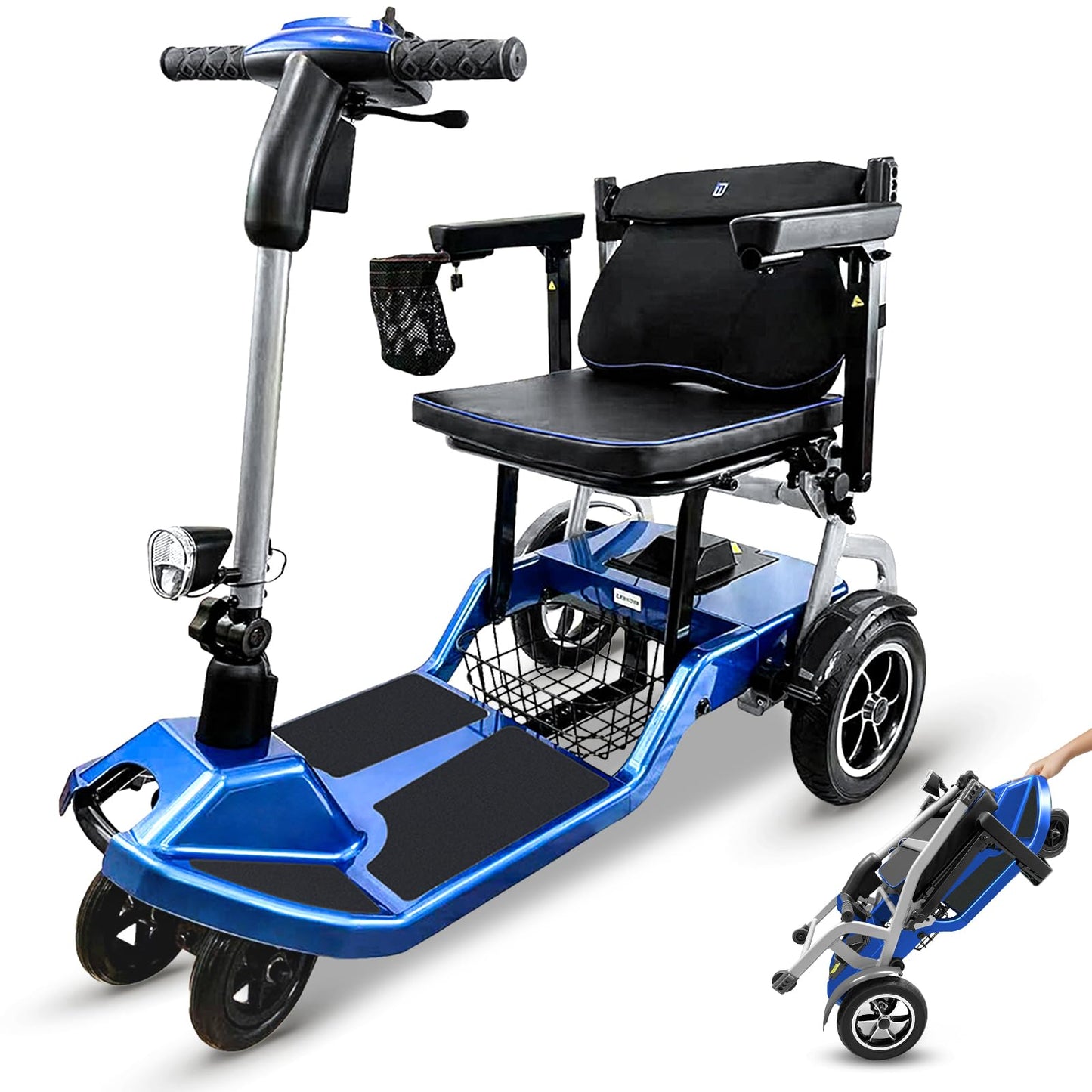 ZiiLIF R3b-Mobility Scooters for Seniors Adults Ultra Lightweight Electric Powered Folding 4 Wheel Mobility Scooter, Compact & Convenient for Travel Airline Approved, Blue Self Fulfillment