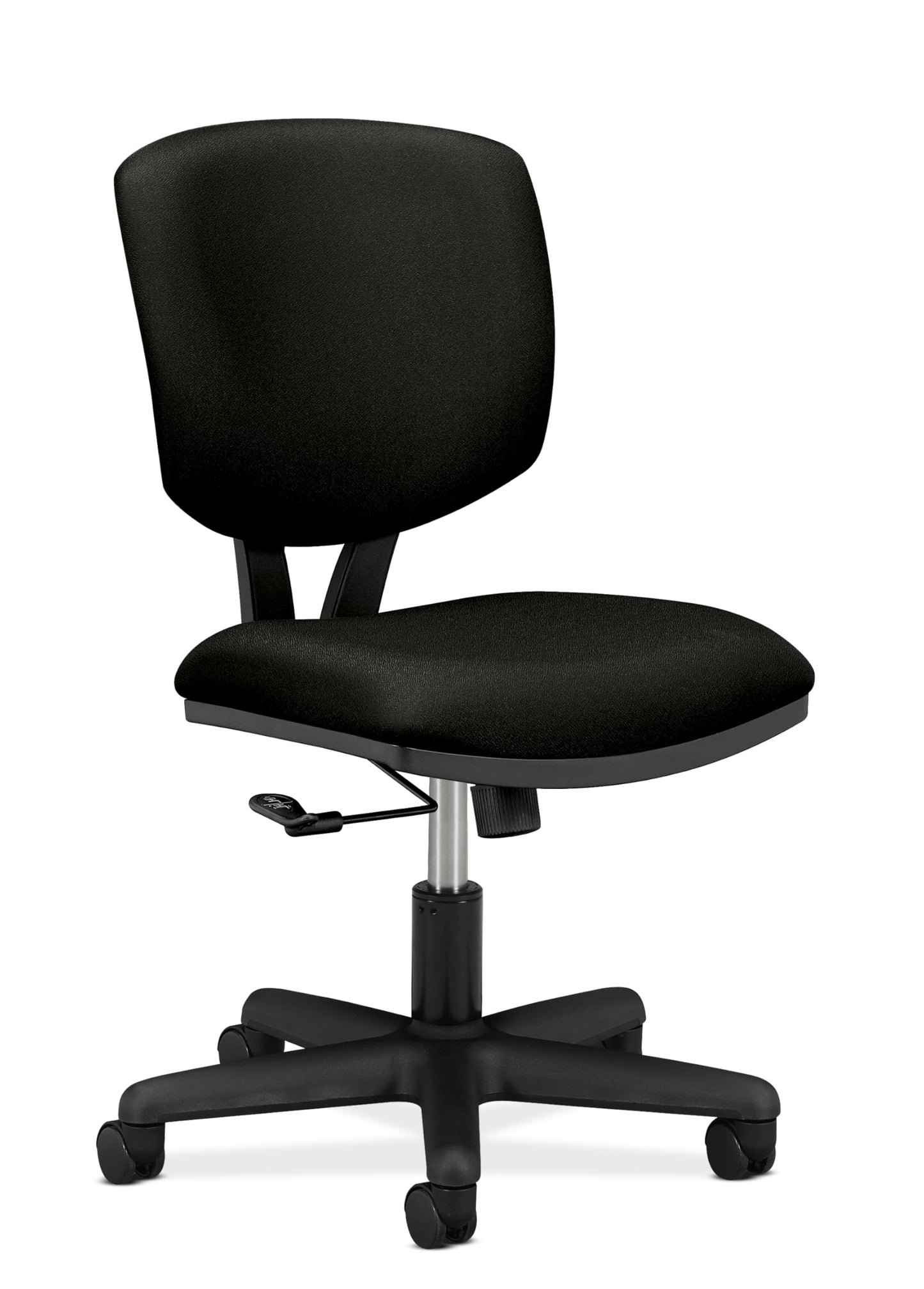 HON Volt Ergonomic Office Chair with Fabric Seat and Back, Armless Desk and Computer Chair with Adjustable Center‑Tilt Recline and Wheels for Home Office or Workstation, Black