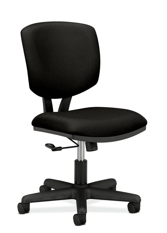 HON Volt Ergonomic Office Chair with Fabric Seat and Back, Armless Desk and Computer Chair with Adjustable Center‑Tilt Recline and Wheels for Home Office or Workstation, Black