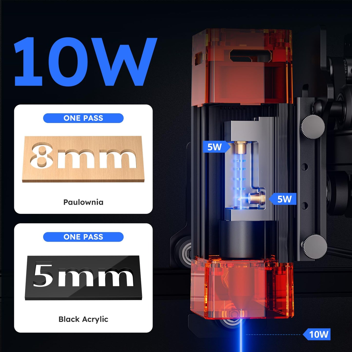 ATOMSTACK A10 Pro V2 10W Laser Engraver with Auto Air Assist & R6 Rotary Roller, 0.06mm High Accuracy Laser Cutter for Wood and Metal, Professional DIY Laser Engraving Machine with Eye Protection