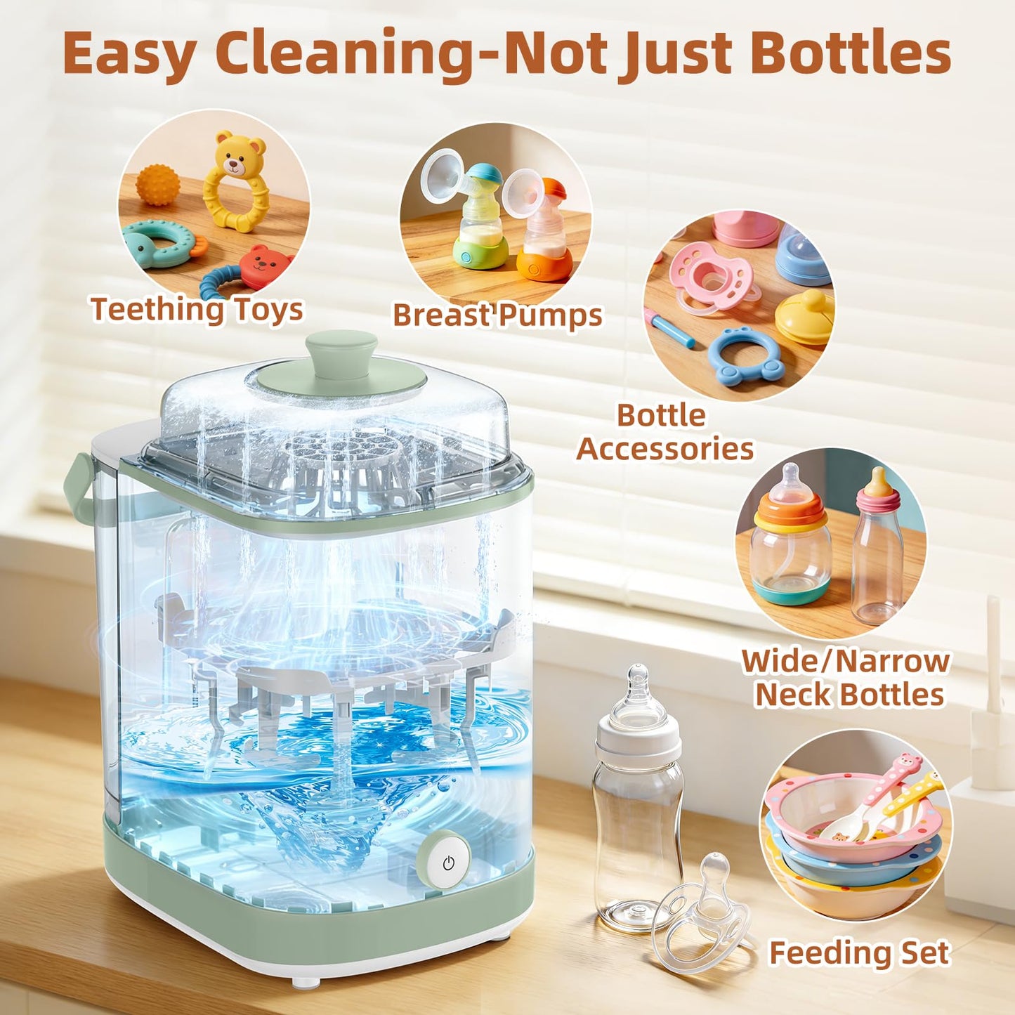 Dushany EaseClean Bottle Washer Pro | All-in-One Bottle Washer and Sterilizer and Dryer | Baby Bottle Washer for Bottles, Pump Parts & Baby Essentials | Replaces Hand Washing