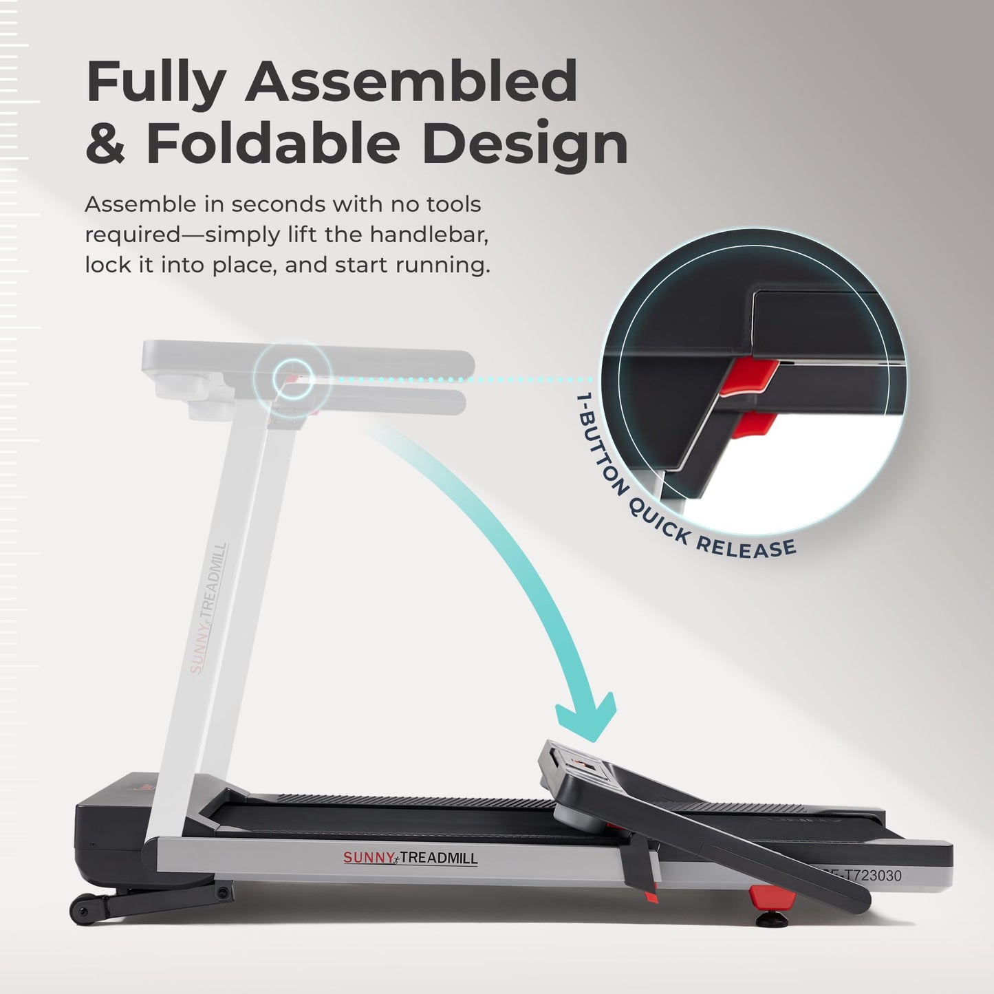 Sunny Health & Fitness Foldable 15 Level Auto Incline Treadmill, 20" Wide Running Belt, Quiet Brushless, Digital Display, 300 LB Weight Capacity, SunnyFit App Bluetooth Connection