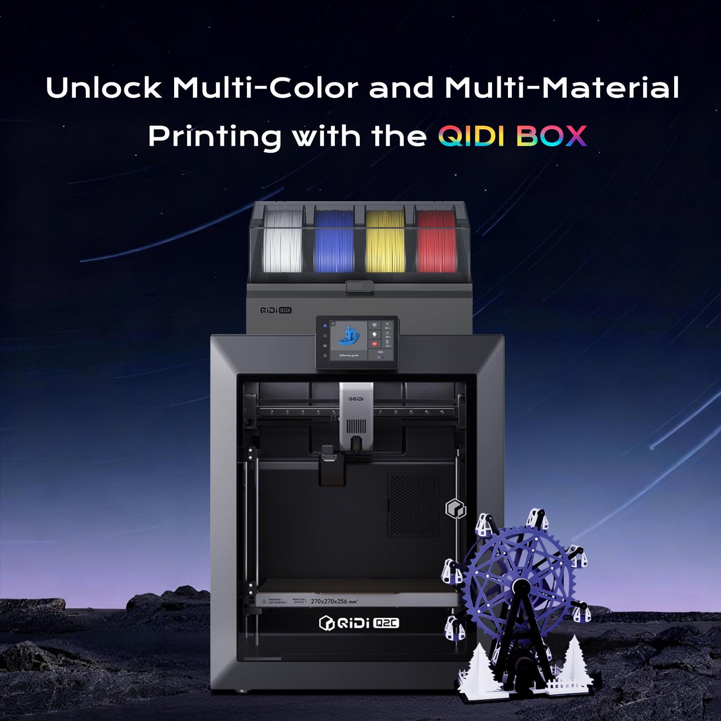 QIDI Q2C Combo 3D Printer, Enclosed FDM, New Generation Leveling Sensor Full Auto Leveling, 600mm/s High Speed, 270x270x256mm Build Volume, 370℃ Bimetal Hotend Unlock PPS-CF, from Beginner to Expert