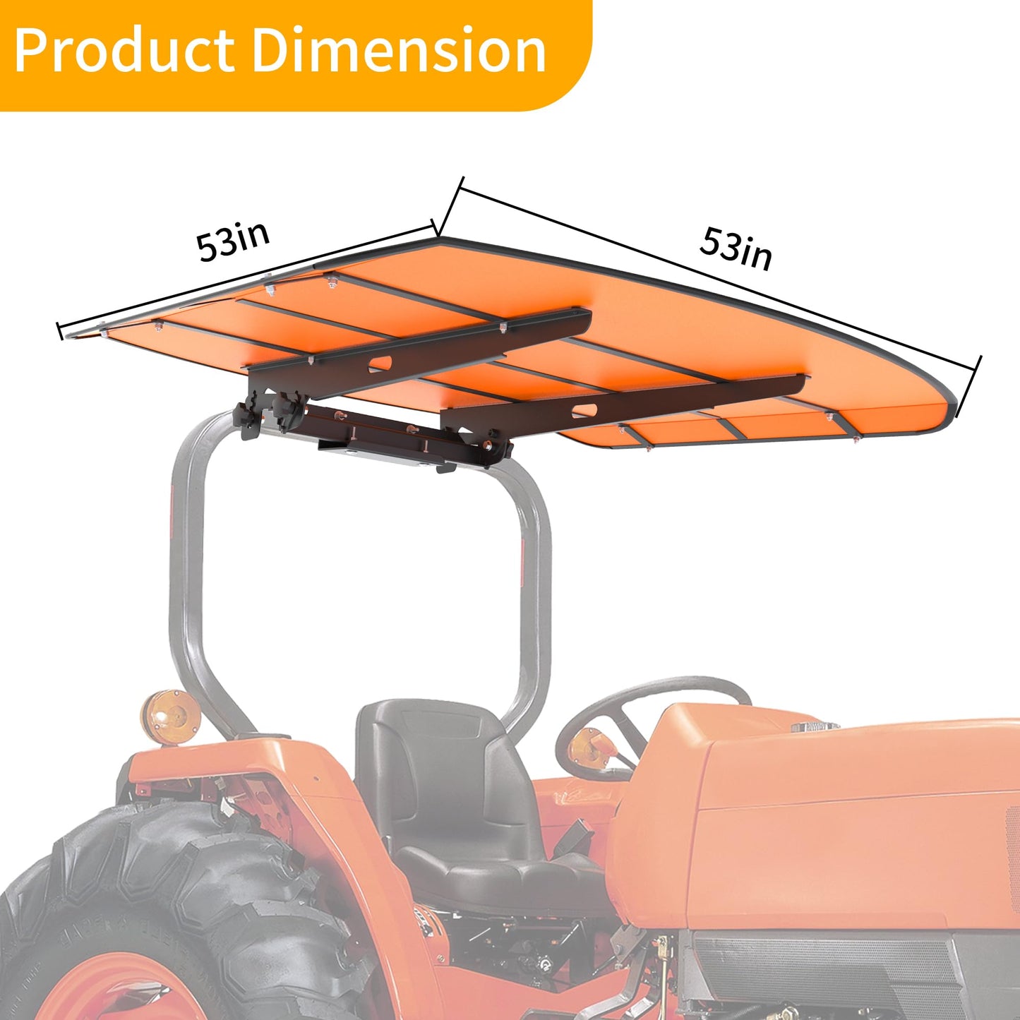 GARVIN Tractor and Mowers Canopy for ROPS 53-3/8" X 53-3/8"- High-Density Thermoplastic Mowers Umbrella (Will Add About 4'' to The Height of The Tractor)-Orange