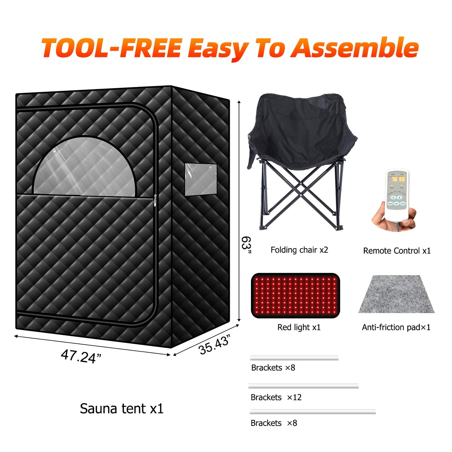 amocane Portable Infrared Sauna with 660nm Red Light, 2 Person Red Light Sauna Spa for Home, Full Body Personal Tent with 2 Large Chairs, Remote Control, Dry Heated for Gym/Pilates/Garage