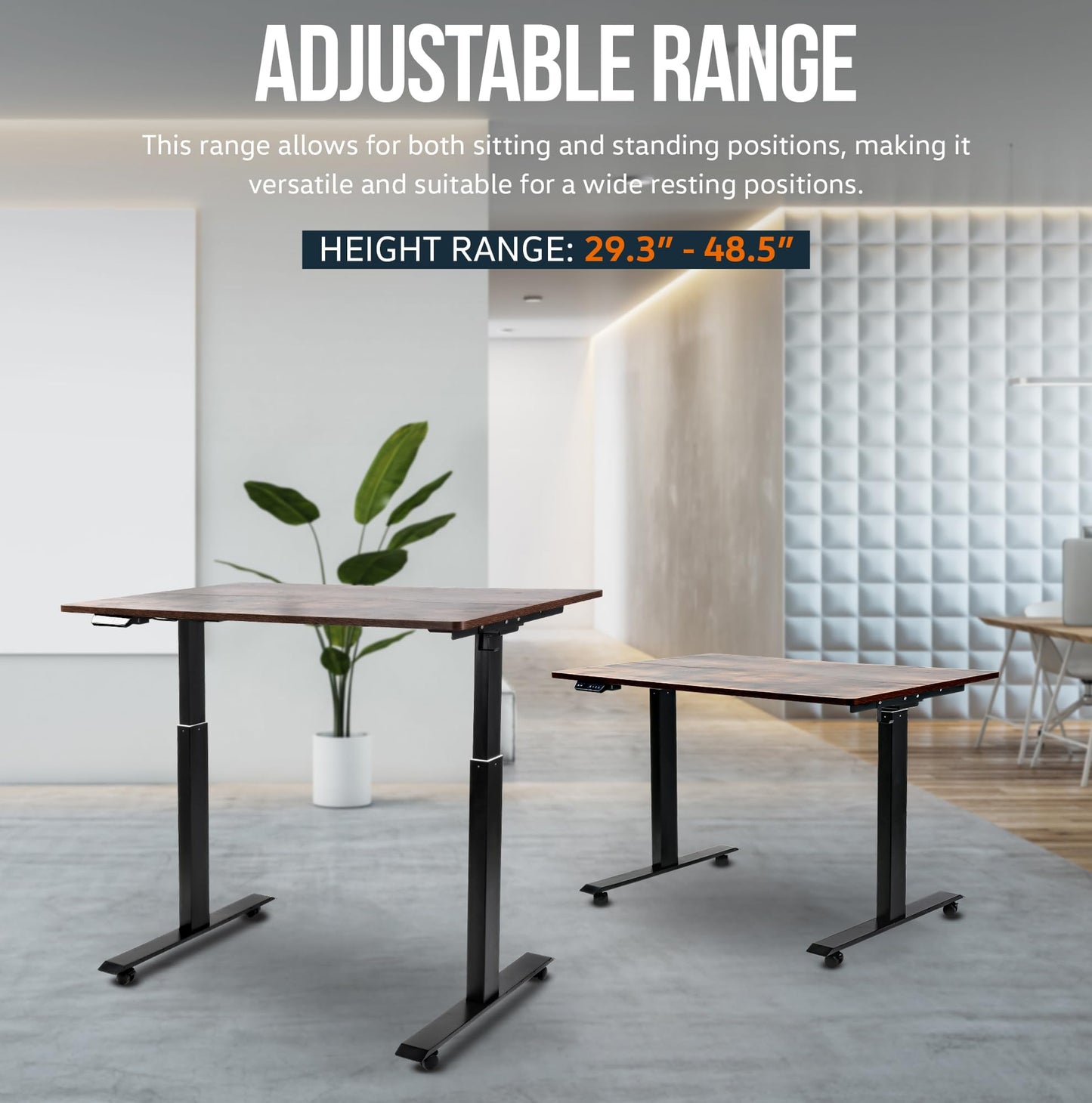 SuperHandy Standing Desk Adjustable Height (48'' x 30''), 3 Memory Presets - Large Electric Sit-Stand Adjustable Height up to 49'' - Rustic Wood