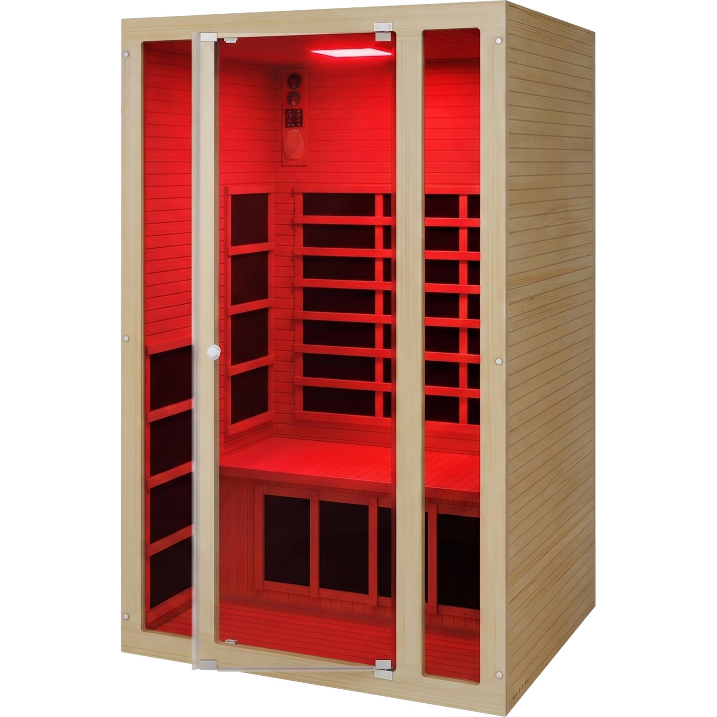 JNH Lifestyles Ensi+ 2-Person Home Infrared Sauna with Color & Red Light Therapy, Ultra-Low EMF - Indoor Personal Luxury Spa for House and Gym
