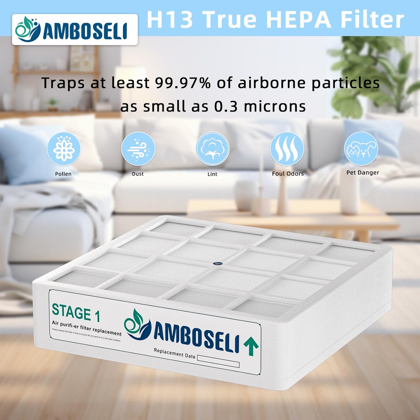 Amboseli 9 Pack Air filte-r Replacement Bundle Compatible with IQAir GC Series Air Purifie-r, True HEPA Replacement, and Activated Carbon Replacement