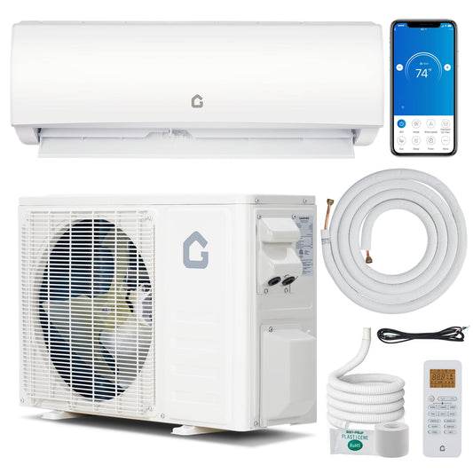 9,000 BTU Mini Split Air Conditioner with Heater, 20 SEER2 208-230V, Split Unit Ac and Heat Cool Up to 450 Sq.Ft, Ductless Air Conditioner w/Installation Kit, Remote, 2.0 Wifi Control