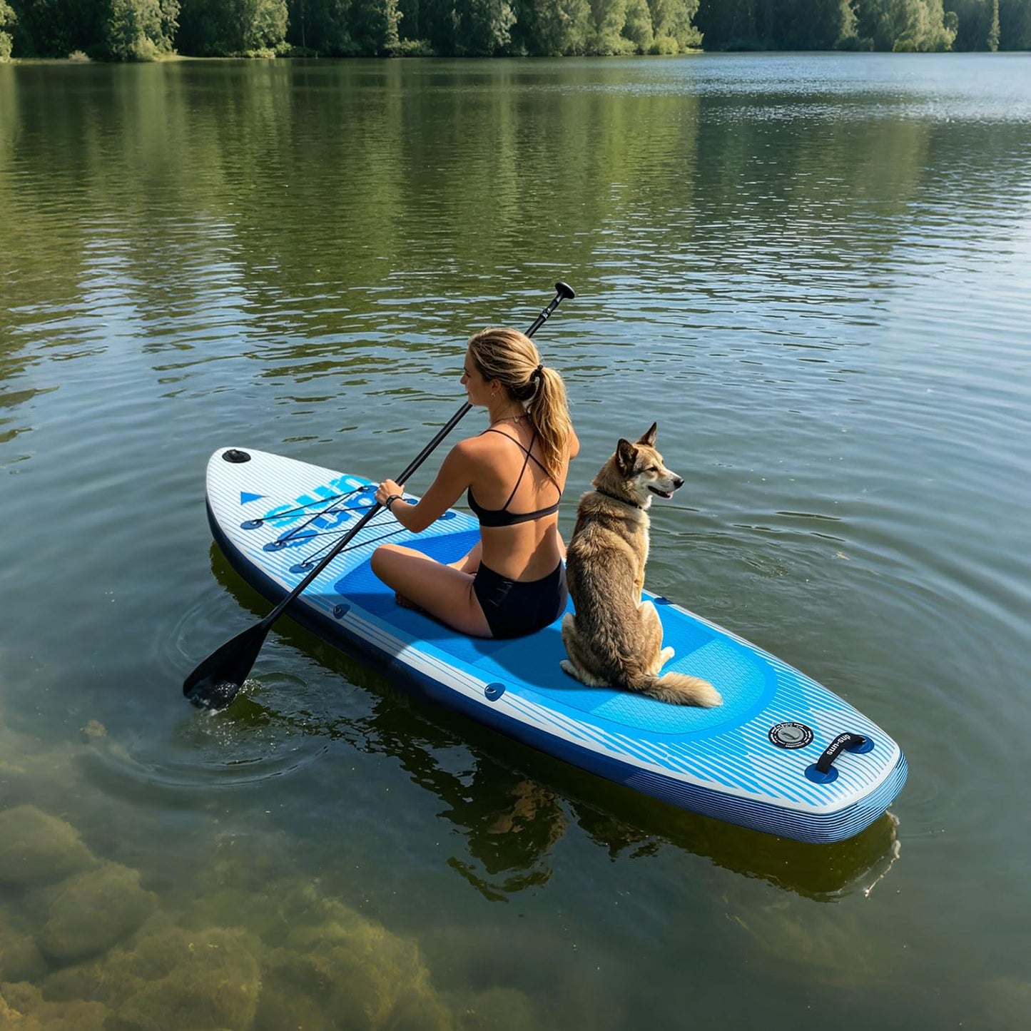 SunSUP 10.6ft Inflatable Stand Up Paddle Board, Non-Slip Deck with Complete Accessories for Adults Beginners, Perfect for Yoga Fishing Surfing