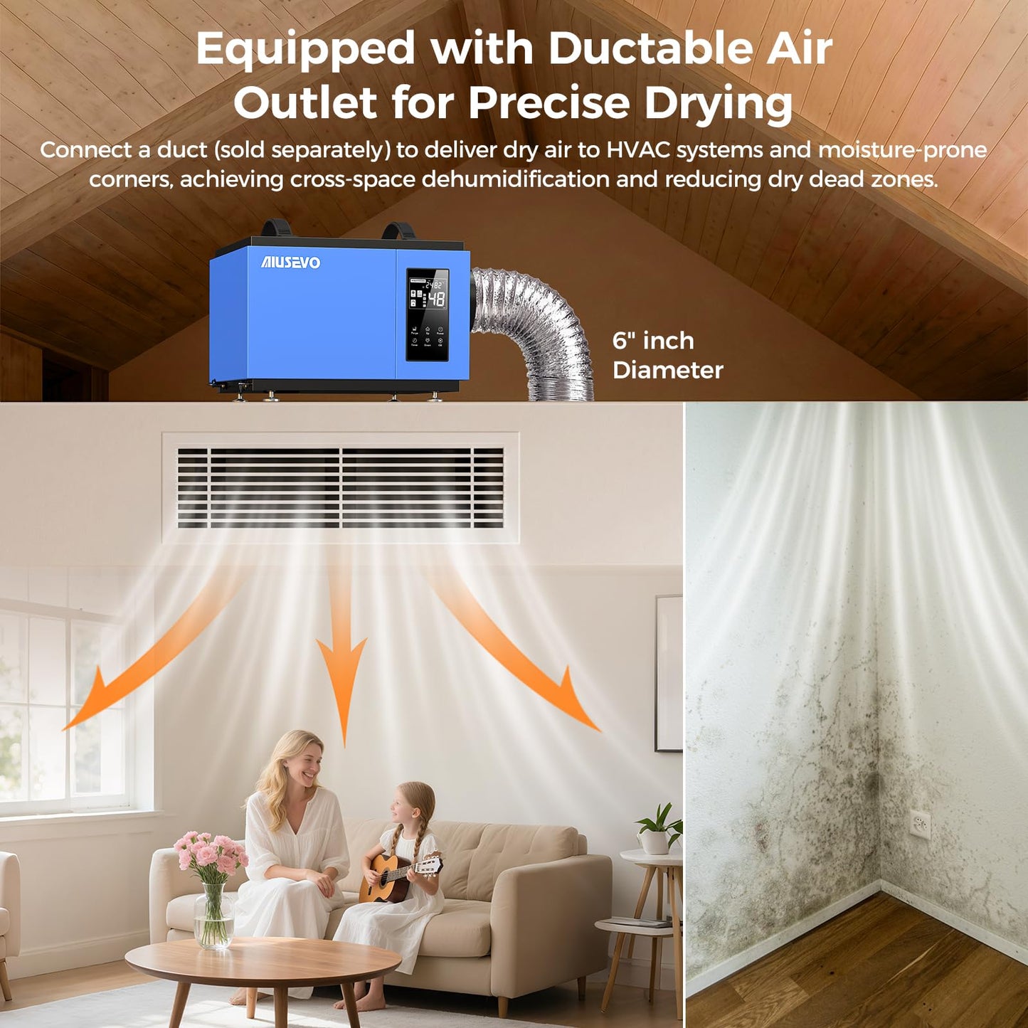 130 Pints Commercial Dehumidifier with Pump and Drain Hose, Crawl Space Dehumidifier for Basement up to 65,00 Sq. Ft for Water Damage, Attic, Garage, Industrial, Auto Defrost, Humidity Control