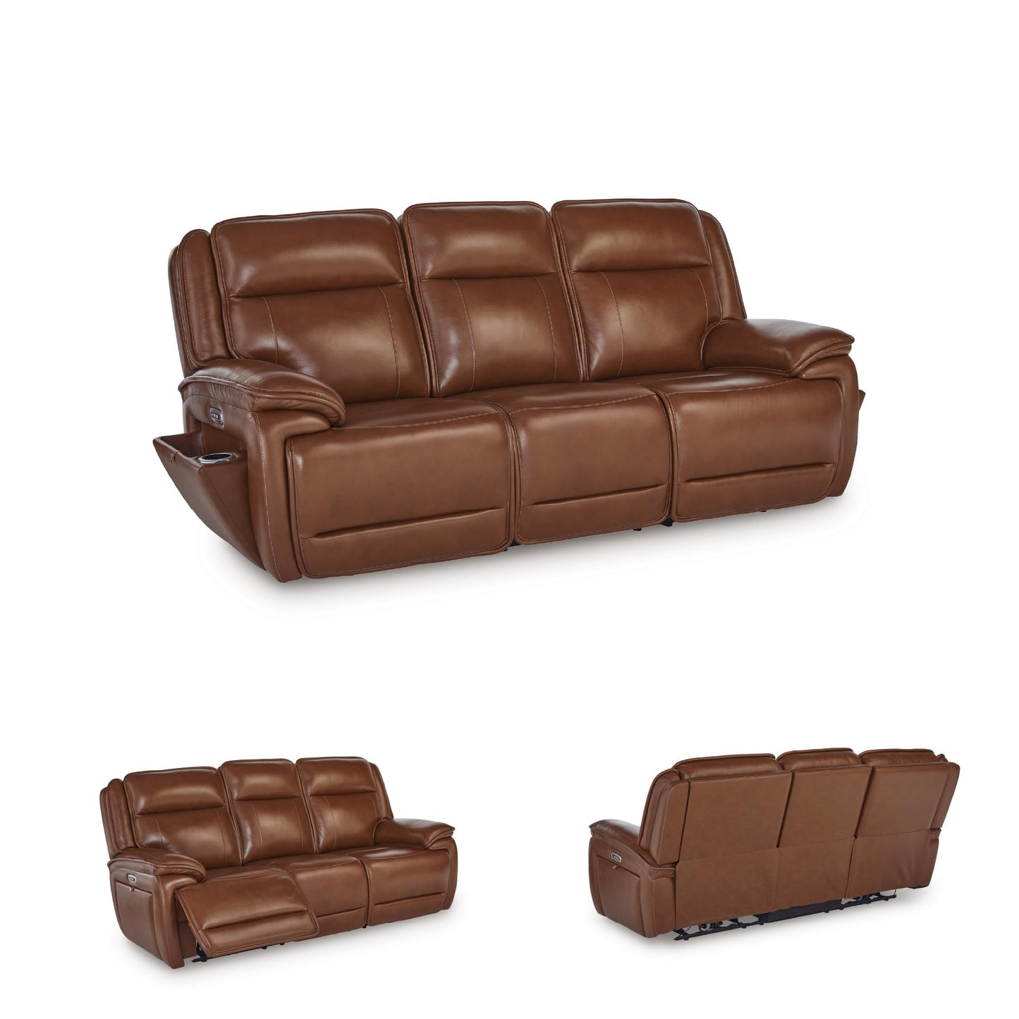 Signature Design by Ashley Healy Pier Modern Power Reclining Sofa with Adjustable Headrest and Storage, Dark Brown