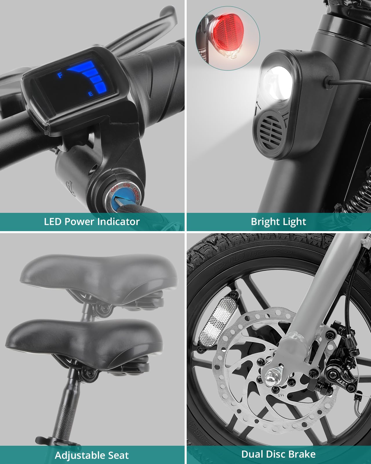 Gotrax Nano 14" Folding Electric Bike, Max Range 25Miles(Pedal-Assist) & Max Speed 15.5Mph, Power by 350W Motor, Adjustable Seat & Dual Fenders, Commuter Electric Bicycle for Adults White