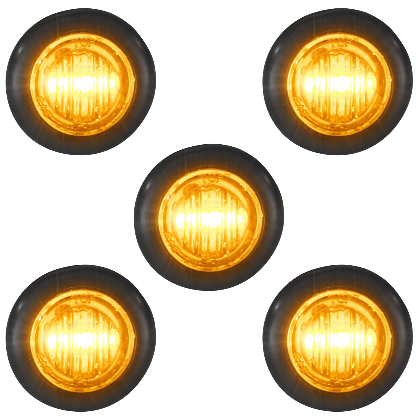 LONG HAUL Amber LED Clearance Marker Lights, 5 Pack, 5 3/4in, Black Trim, Connector Ends