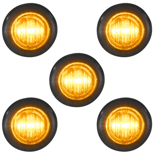 LONG HAUL Amber LED Clearance Marker Lights, 5 Pack, 5 3/4in, Black Trim, Connector Ends