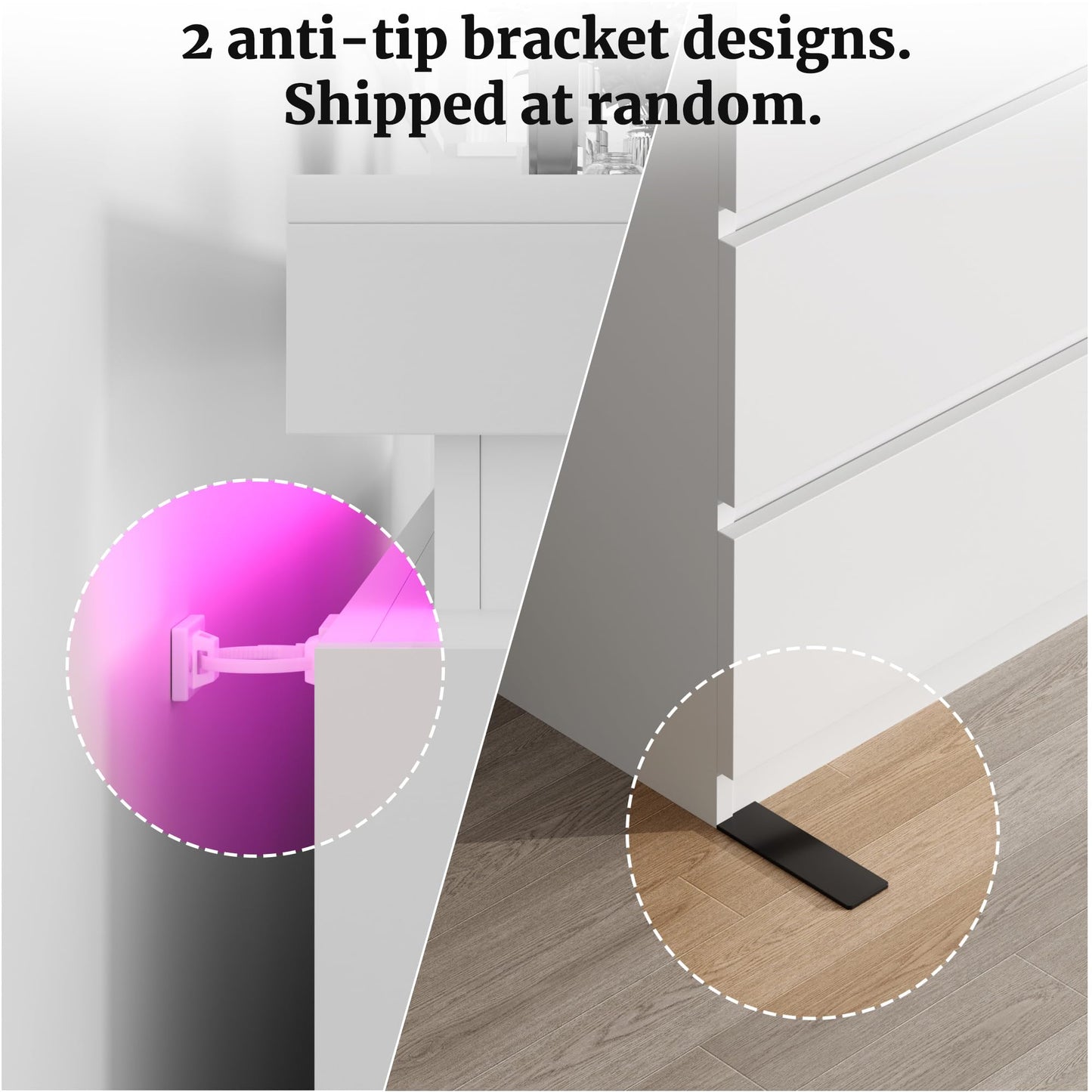 6 Drawer Dresser for Bedroom, White Dresser with LED Lights, Sliding Desktop and Power Outlet, Modern Wood Chest of Drawers for Closet, Organizer Cabinet for Bedroom, Living Room, Entryway, Hallway