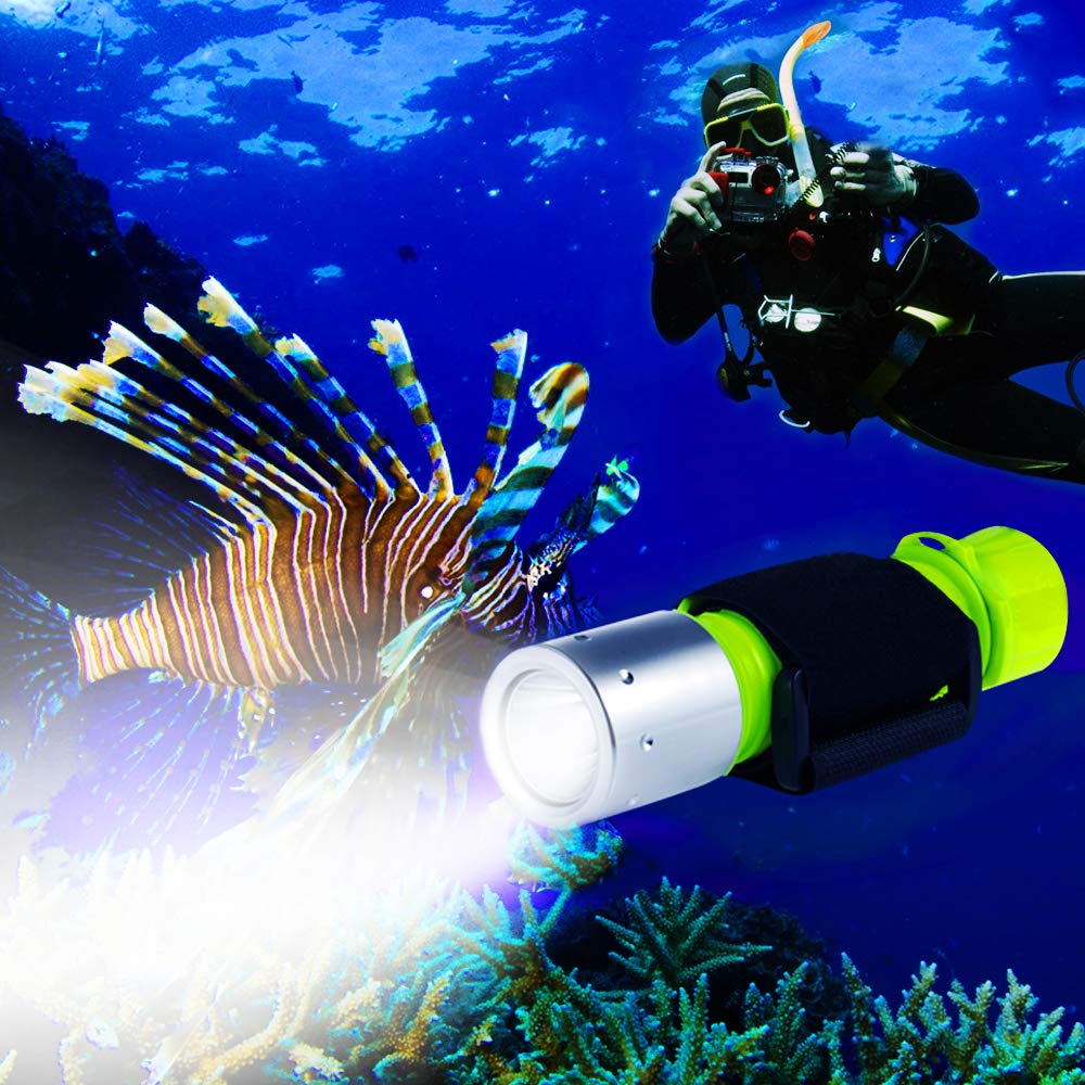 BlueFire Diving Flashlight 1100 Lumen Waterproof Scuba Light Green (1-Pack) Model LMN56-BF-2-123