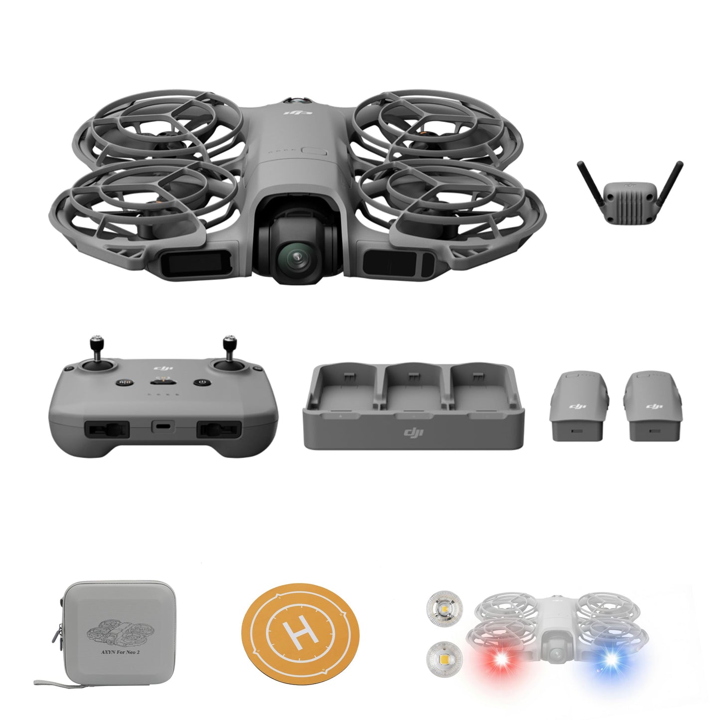 DJI Neo 2 Fly More Combo With RC-N3 Remote Controller, Stable Transmission With Digital Transceiver,Drone Strobe Light, Landing Pad, Carrying Case