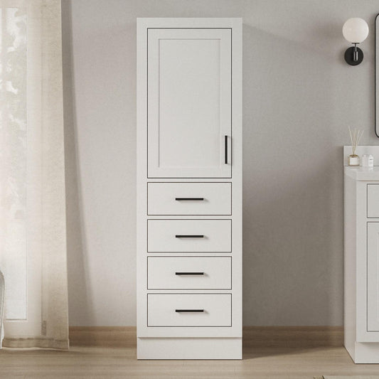 Hepburn Bathroom Linen Storage Cabinet 65”H x 20”W x 16”D White