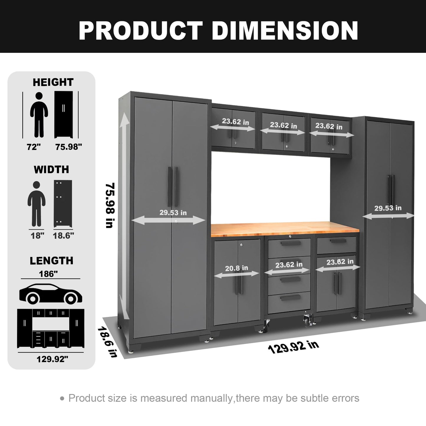 Torin Garage Storage Cabinets System, 9 Piece Workshop Cabinet Set in Black