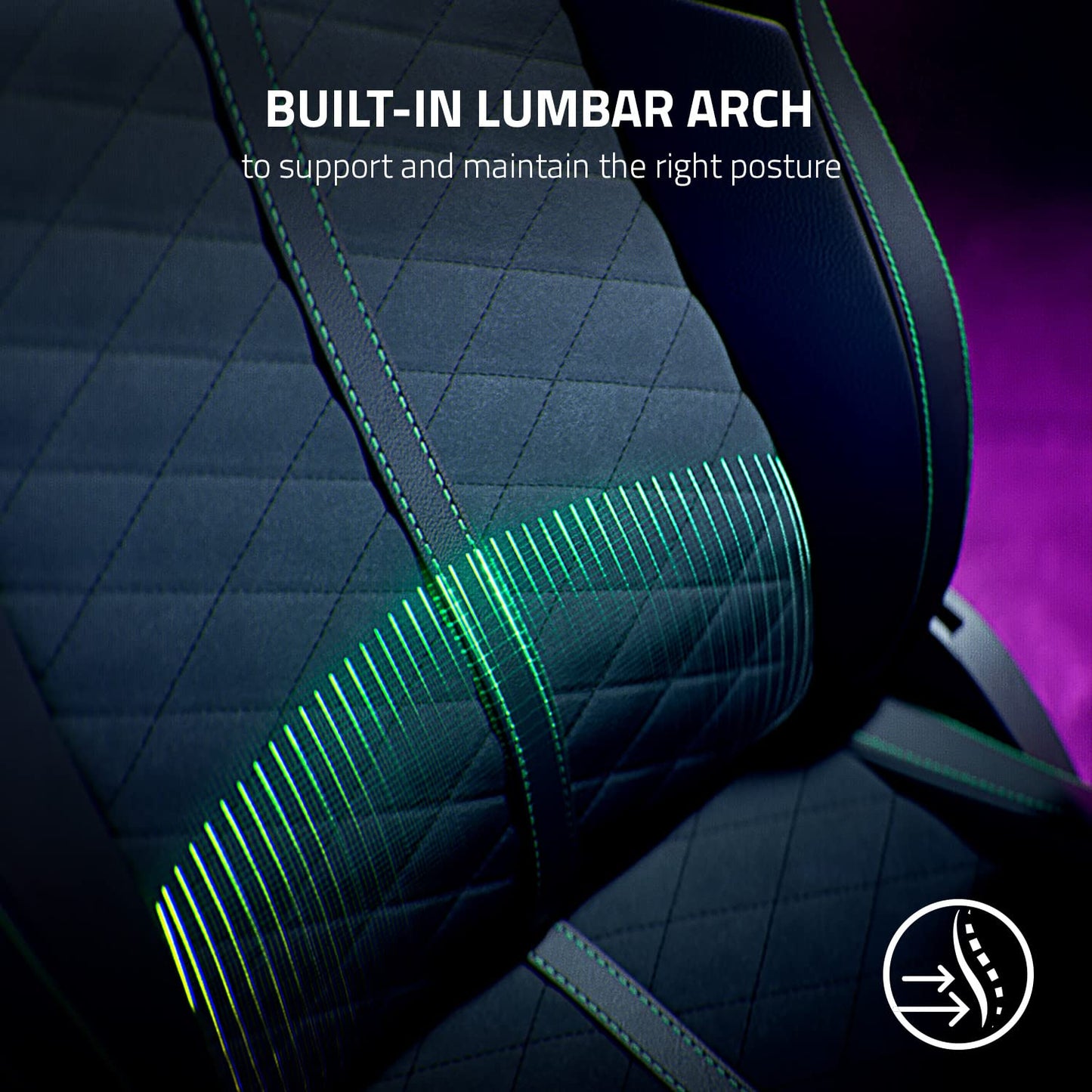 Razer Enki Gaming Chair: All-Day Comfort - Built-in Lumbar Arch - Optimized Cushion Density - Dual-Textured, Eco-Friendly Synthetic Leather - Reactive Seat Tilt & 152-Degree Recline - Black/Green