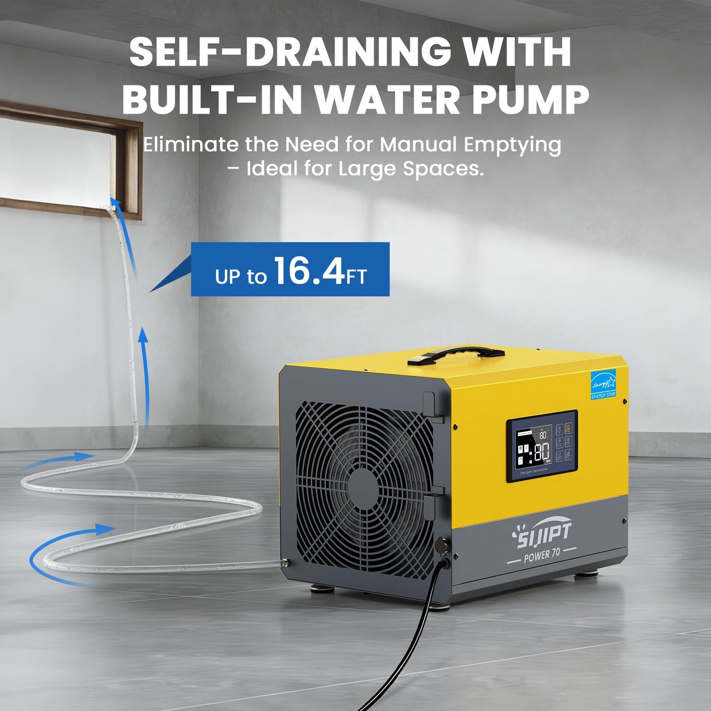 70 Pints ENERGY STAR Commercial Crawl Space Dehumidifier w/Pump & Drain
