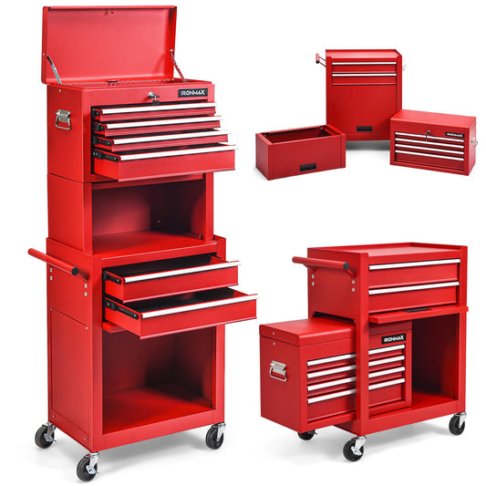 Nightcore 6 Drawer Rolling Tool Chest, 3 in 1 Tool Cabinet with Wheels and Keyed Locking System, Rolling Tool Box with Sliding Drawers, Removable Portable Top Box, Tool Storage for Garage Workshop