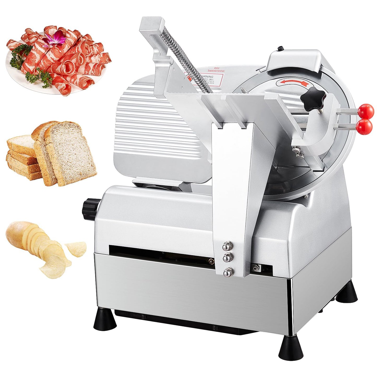 10" Electric Meat Slicer Machine for Home, 550W Automatic Deli Slicer, Adjustable 0-17mm Thickness, Stainless Steel Blade, Commercial Meat Cutter for Cheese, Bread & More