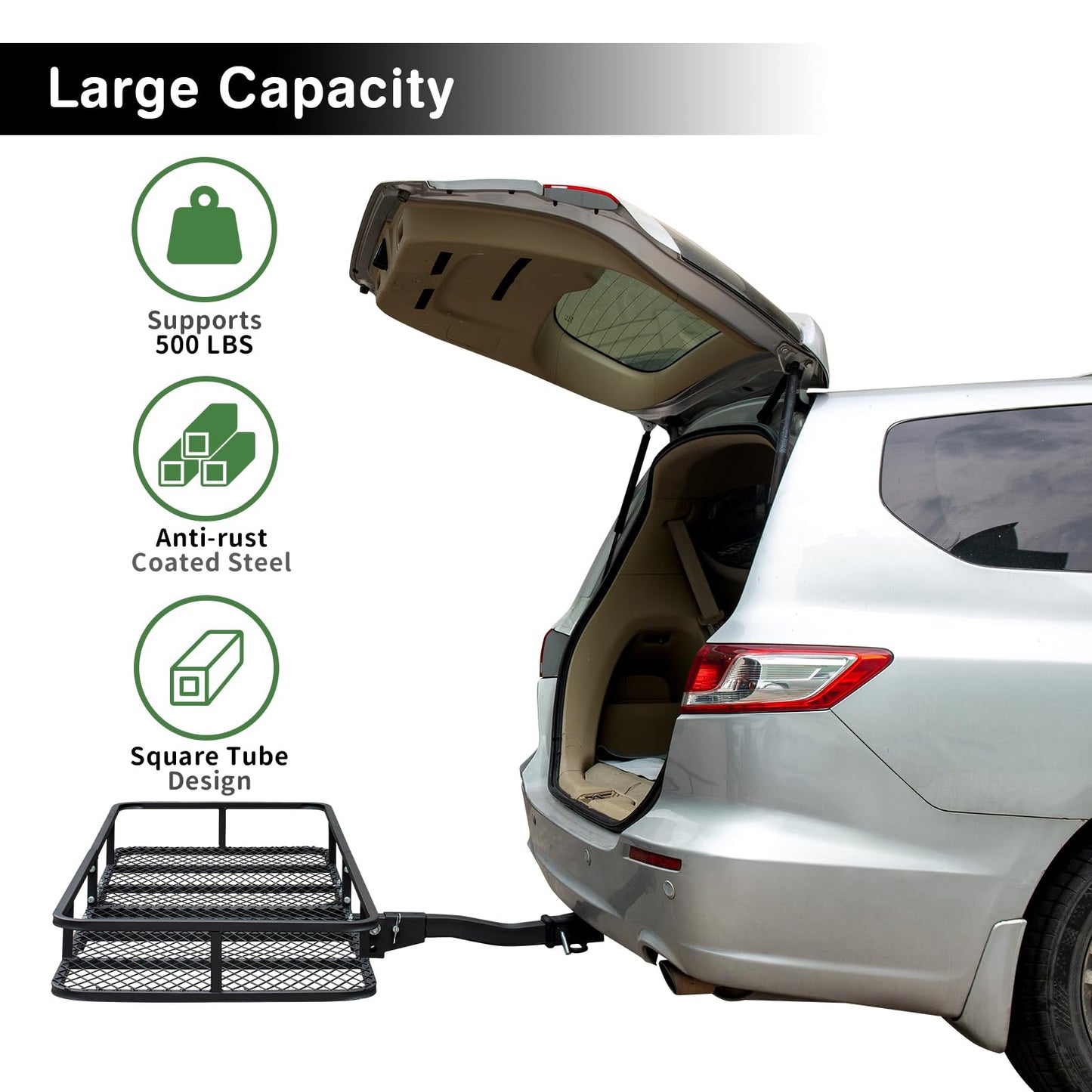 Leader Accessories Folding Hitch Cargo Carrier Rack with Bag 60"x24"x6"
