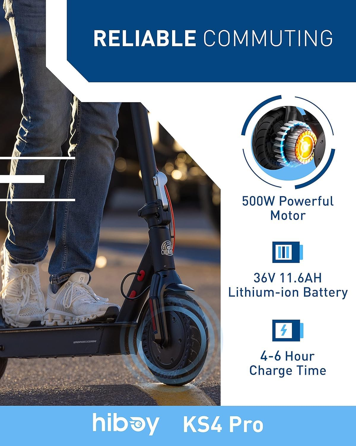 Hiboy Electric Scooter, 500W Motor (Max 750W), 10" Honeycomb Tires, 25 Miles Long Range 19 MPH Foldable Commuti Electric Scooter Adults with Hiboy APP