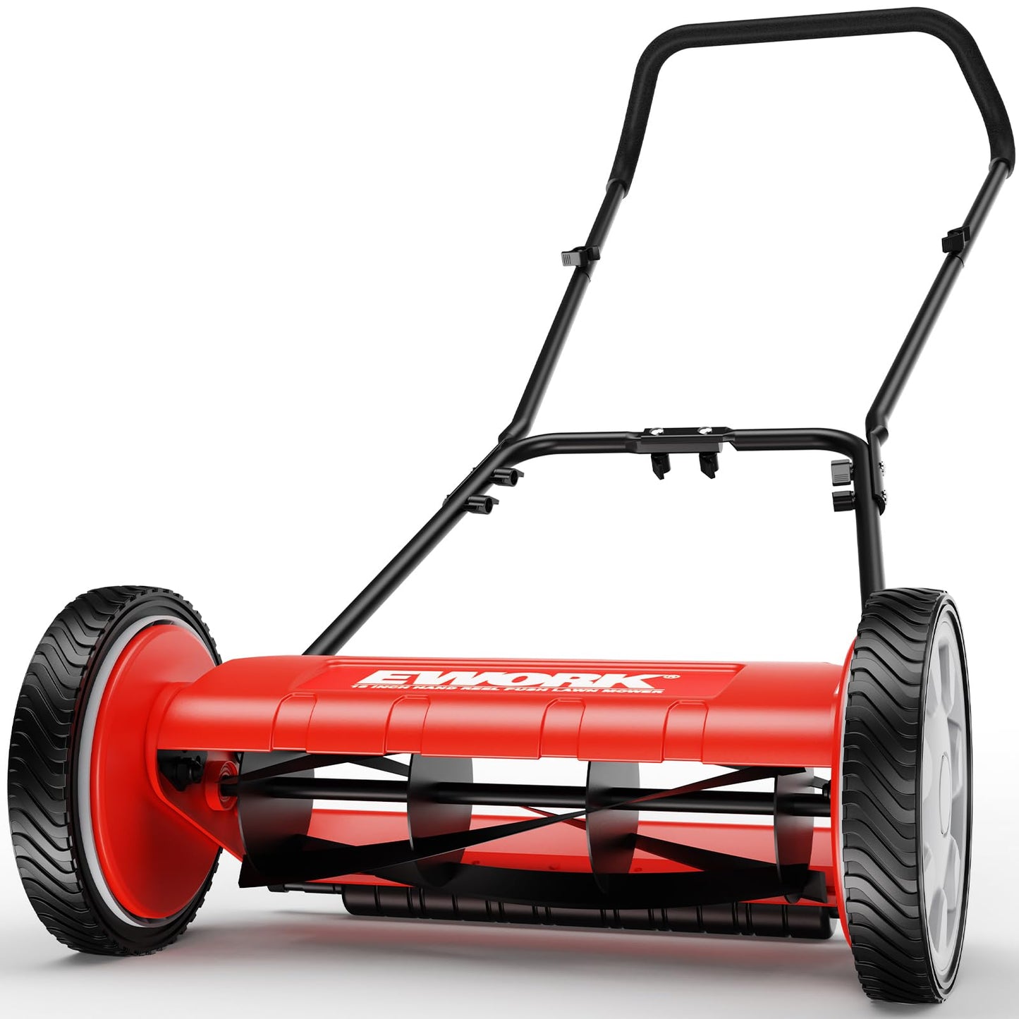 EWORK Push Reel Lawn Mower, 23-Inch Manual Lawn Mower with 4 Adjustable Cutting Heights, 5-Blade Cutting System, Sponge-Wrapped Handle, Tool-Free Assembly, Reel Mowers for Garden, Small Yard