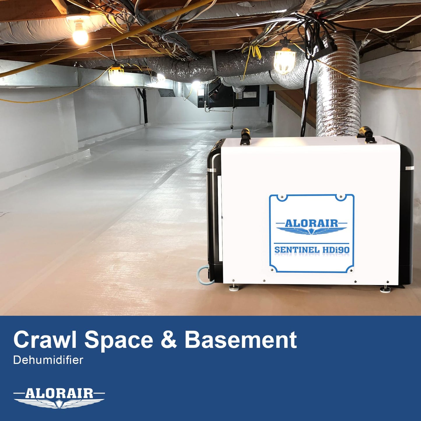 ALORAIR Basement/Crawlspace Dehumidifiers 198 PPD (Saturation), 90 Pints (AHAM), 6 Years Limited Warranty, Condensate Pump, Auto Defrosting, Rare Earth Alloy Tube Evaporator