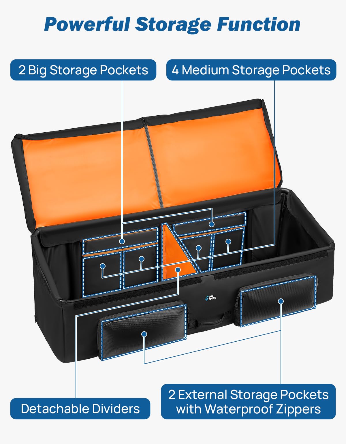 JOYTUTUS Upgrade Full Size Truck Bed Cargo Box Organizer for Pickup, Truck Bed Storage Organizer Carrier Accessories for Groceries, Golf, Easily Slide in and Out, Easy Access