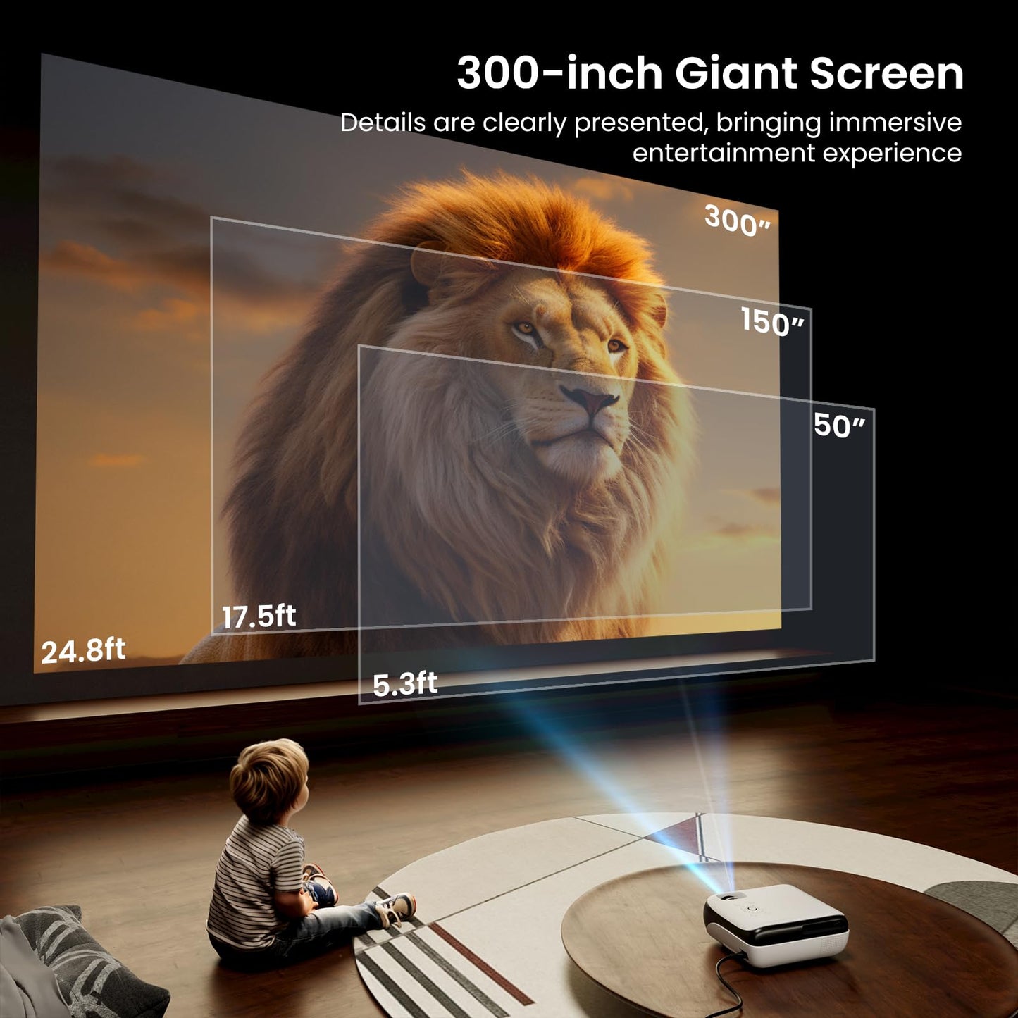 HAPPRUN Native 1080P Projector, Bluetooth Home Theater Movie Projector with Built-in Speaker, Compatible with Smartphone, HDMI, Fire Stick, PS5, Indoor & Outdoor Use -With Google TV System