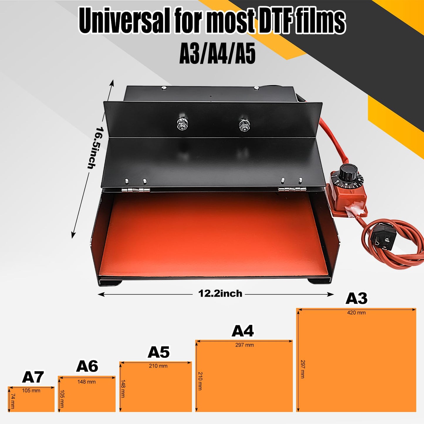 Helivivfy DTF Oven for Heat Transfer Printing, A3/A4/A5 DTF Oven Dryer with Temperature Control for Heat Transfer Printing DTF Power 0-160℃