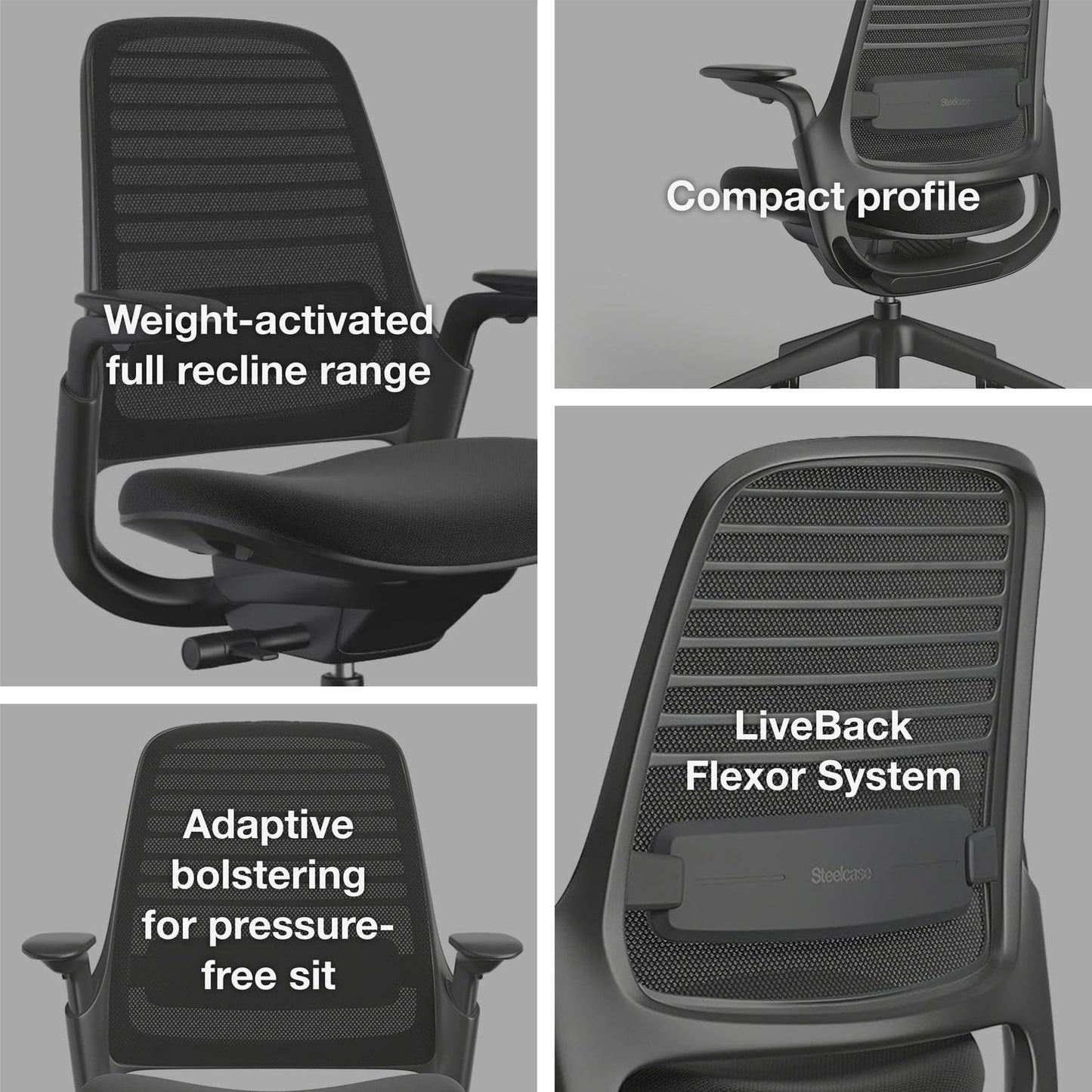 Steelcase Series 1 Office Chair - Ergonomic Work Chair with Wheels for Carpet - Helps Support Productivity - Weight-Activated Controls, Back & Arm Support - Easy Assembly - Concord